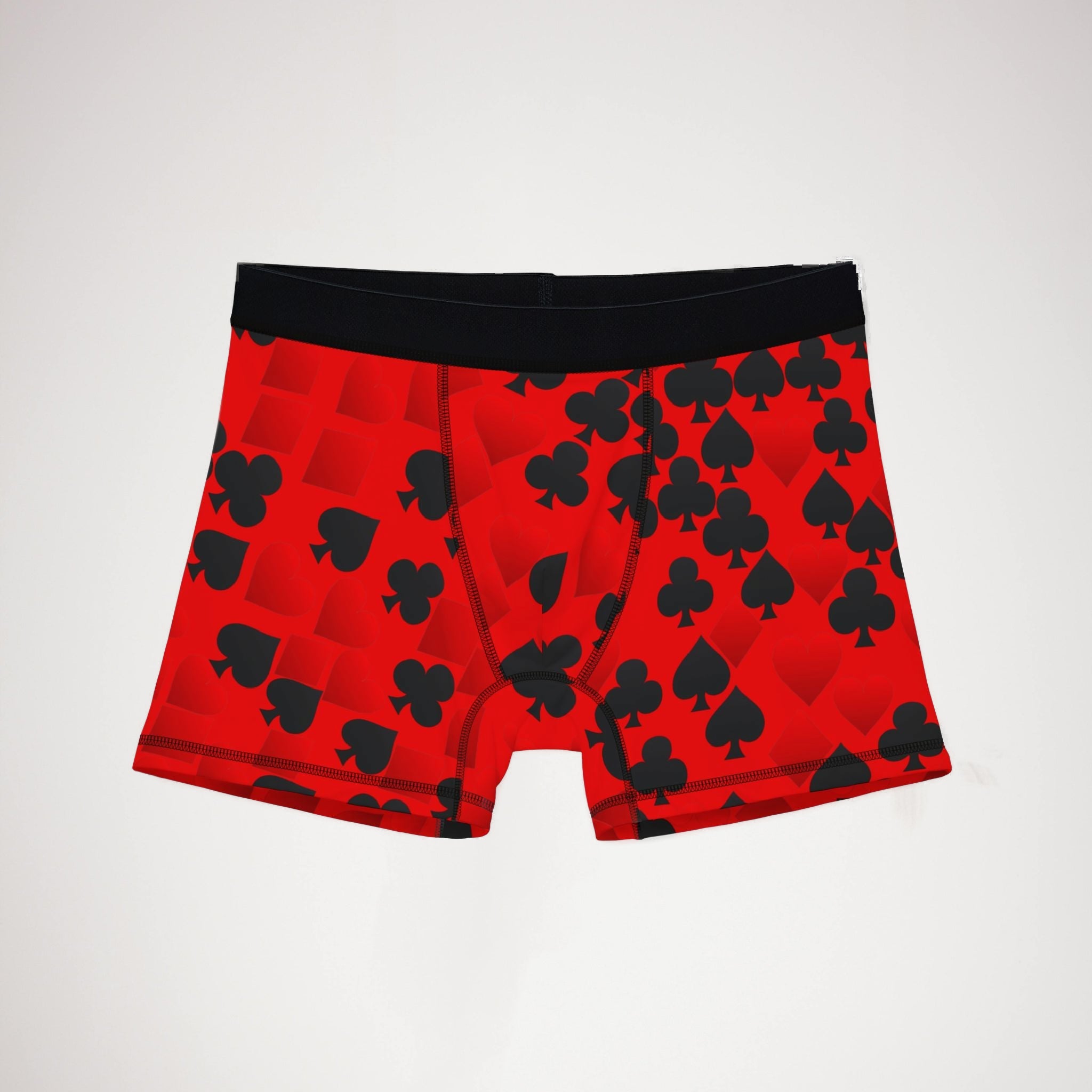 Men's boxers playing cards spades hearts diamonds clubs valentine love red