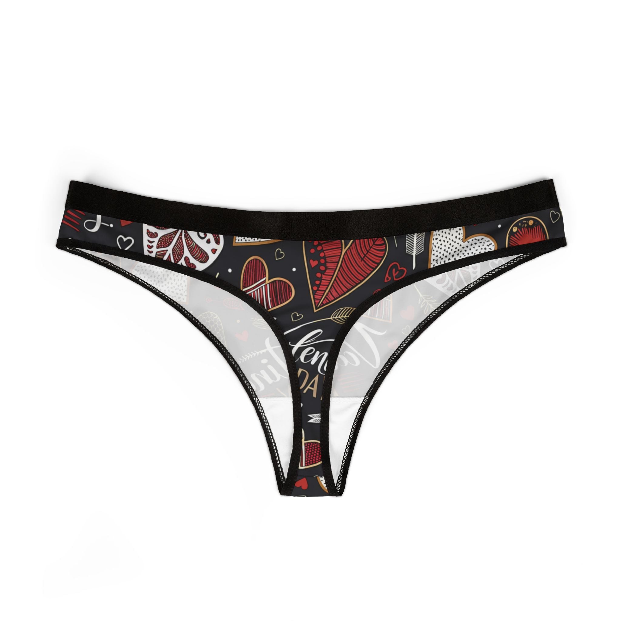 Women's thongs valentine heart retro