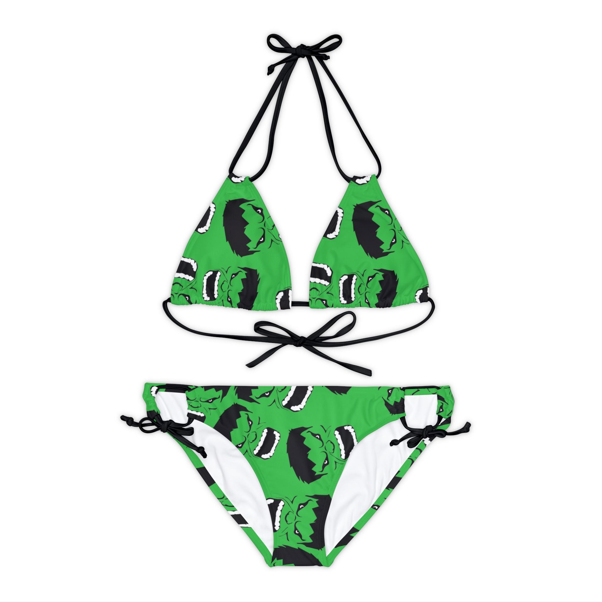 Strappy bikini set hulk face green