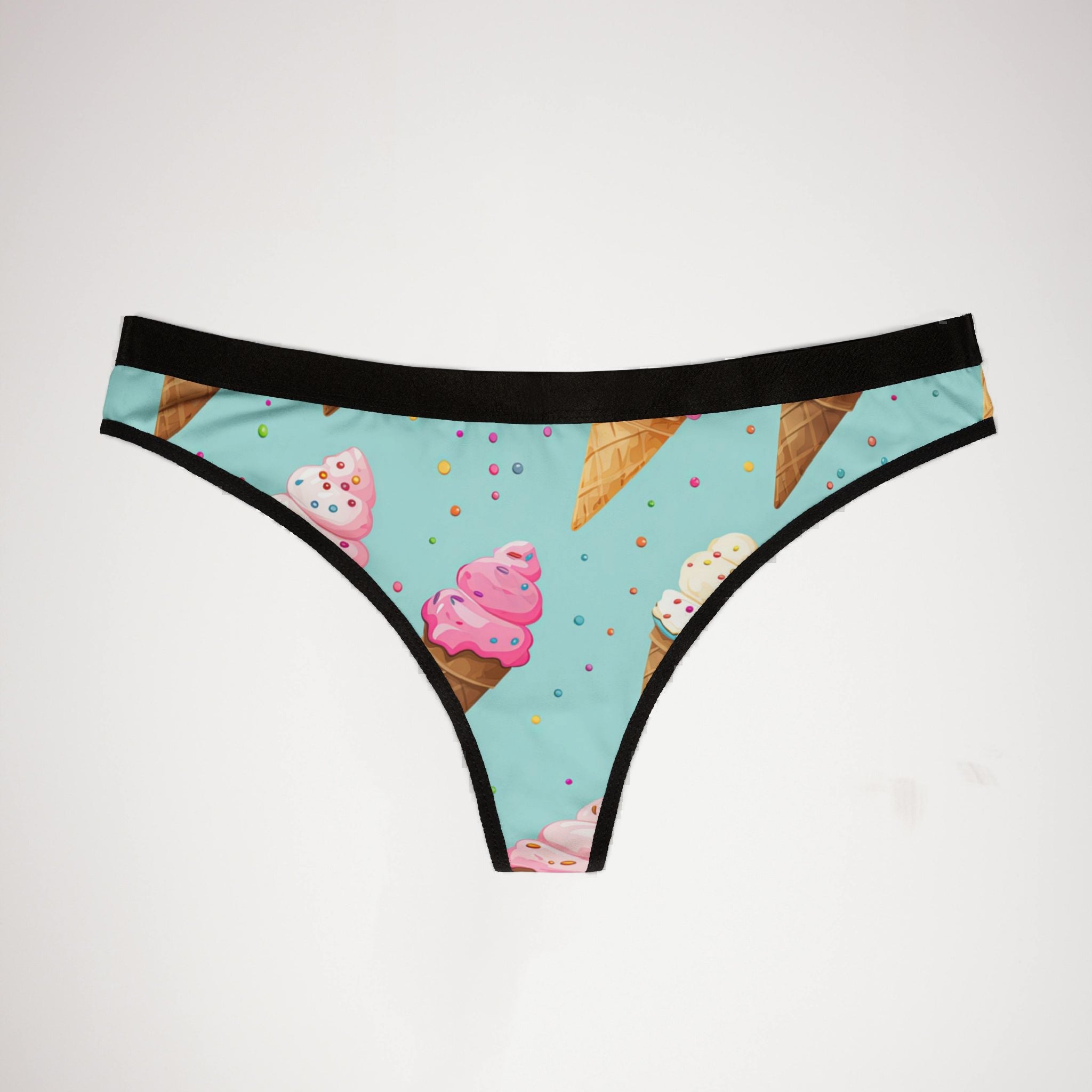 Women's thongs sprinkled ice cream