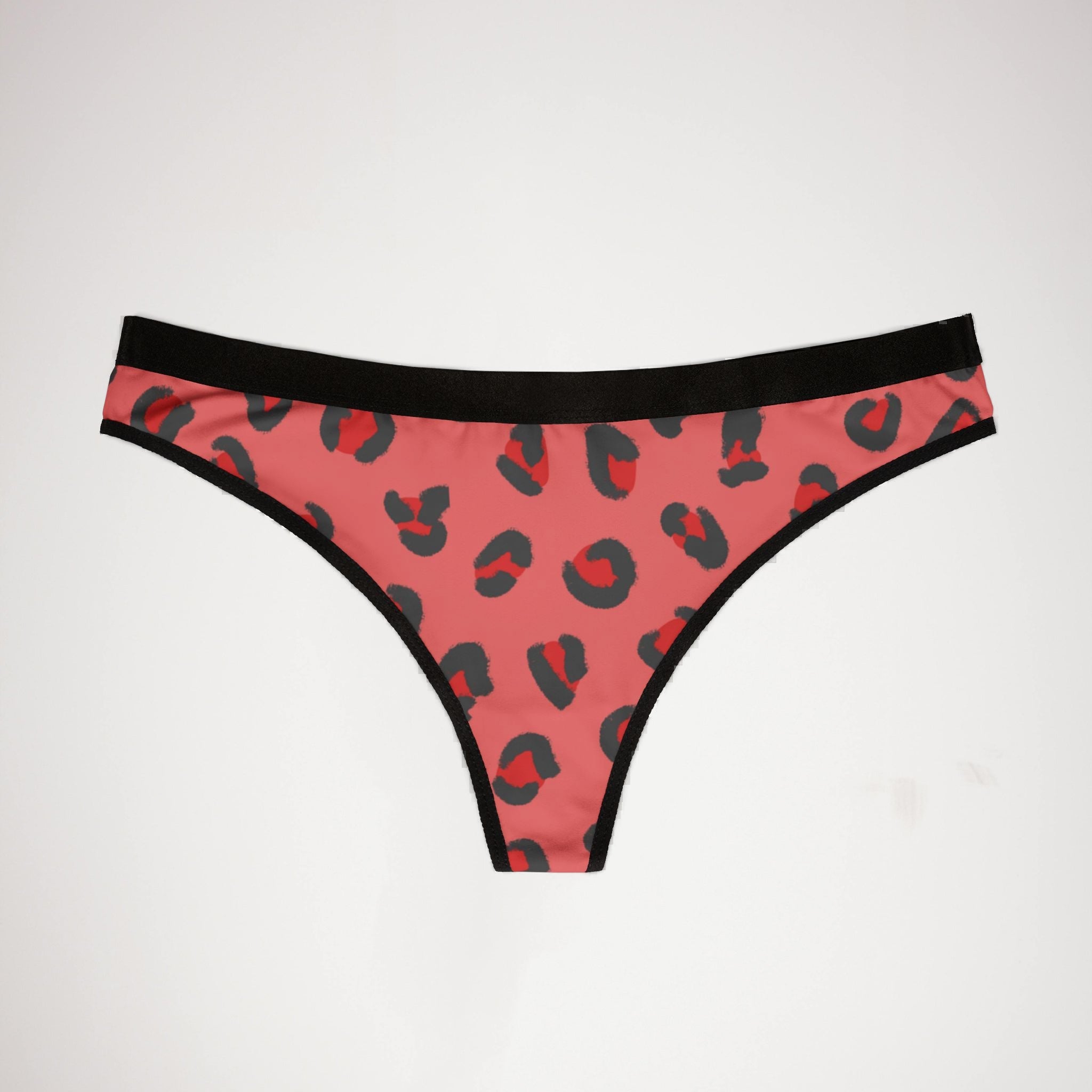 Women's thongs red leopard