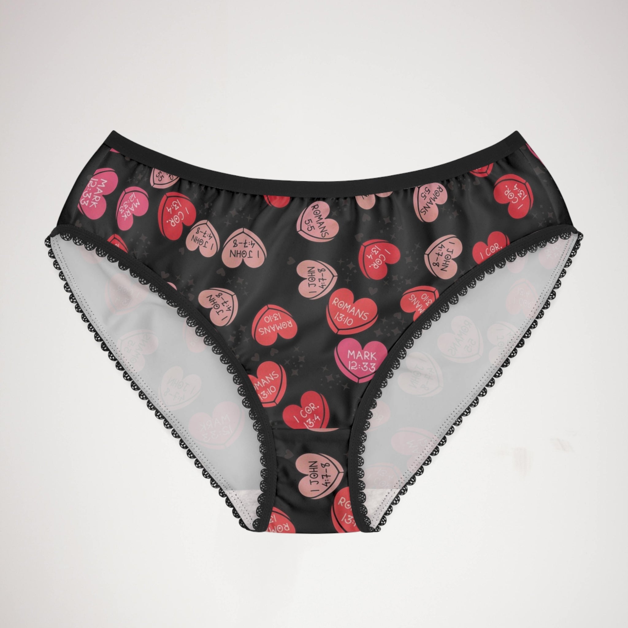 Women's briefs christian valentine sweet hearts black