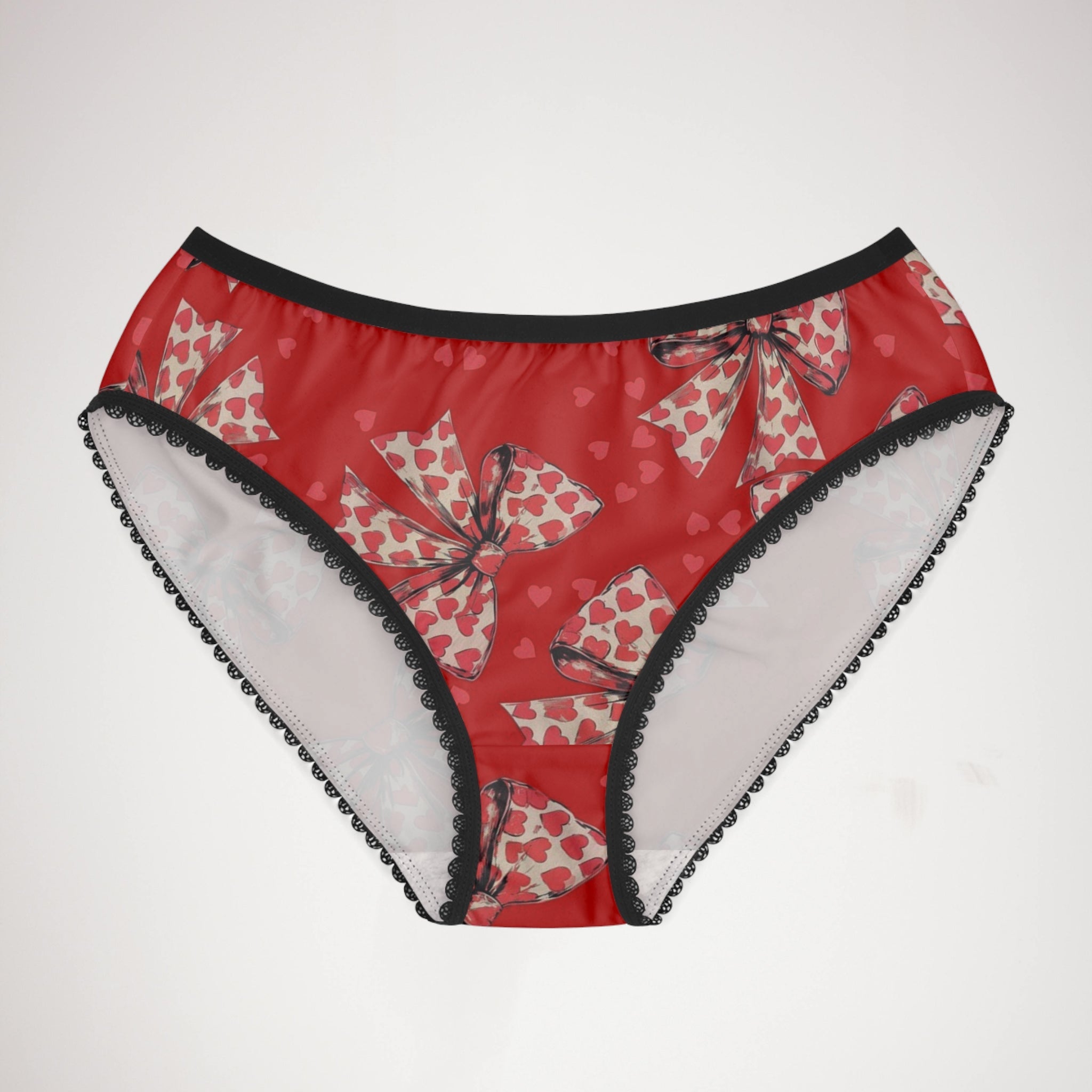 Women's briefs valentine s day heart coquette bow red