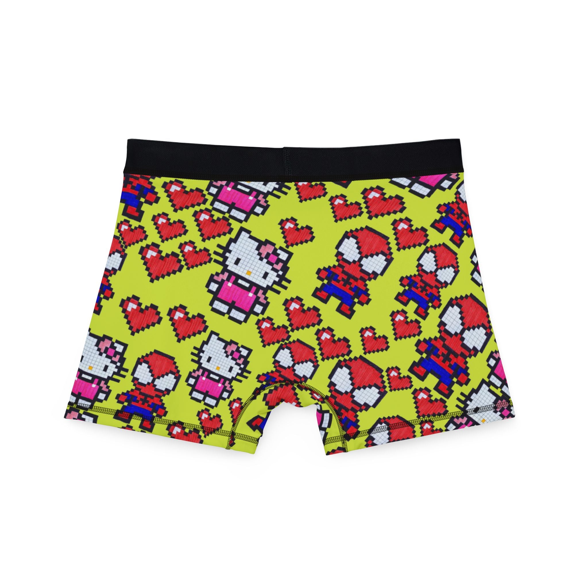 Men's boxers spider kitty pixel heart love valentine yellow