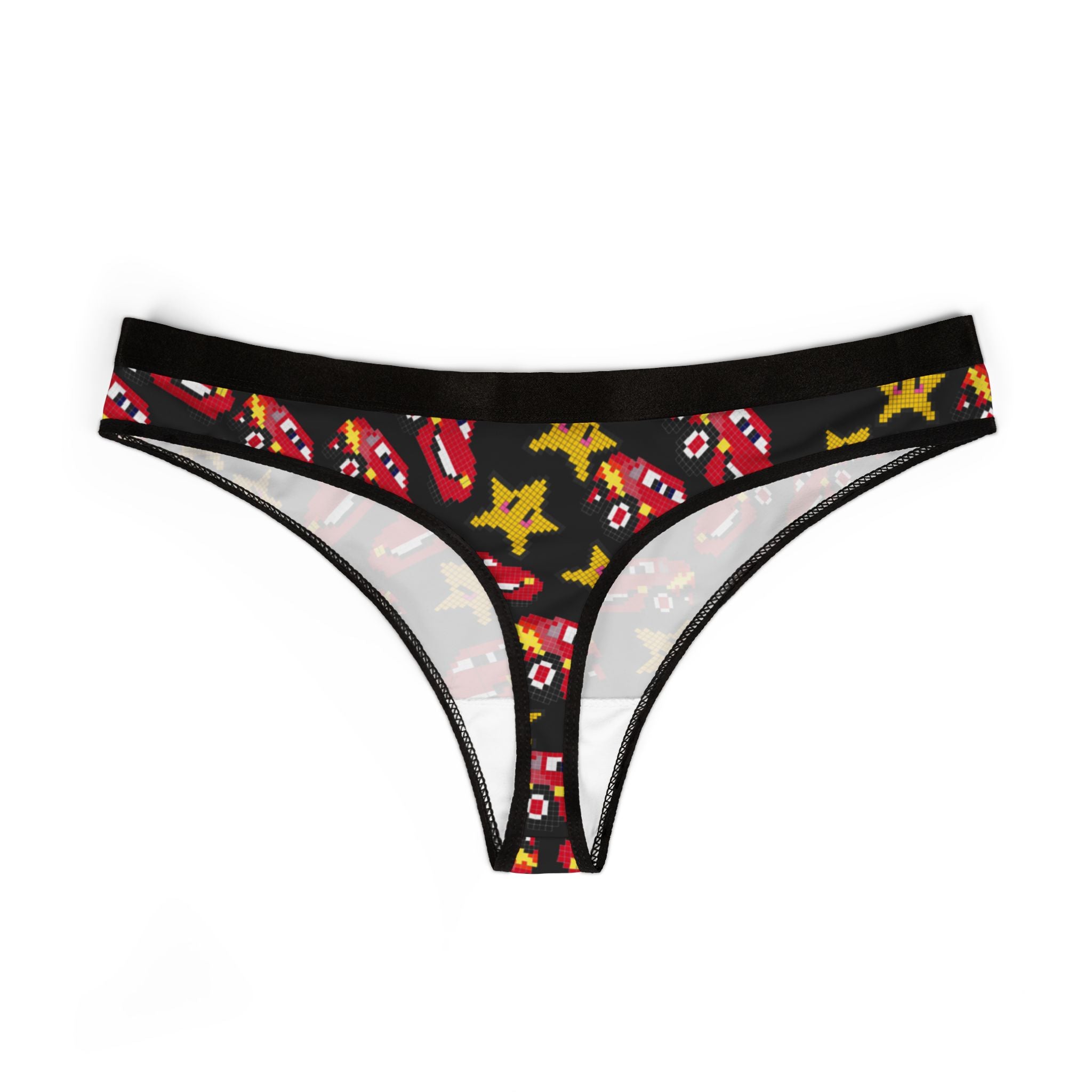 Women's thongs mcqueen stars black