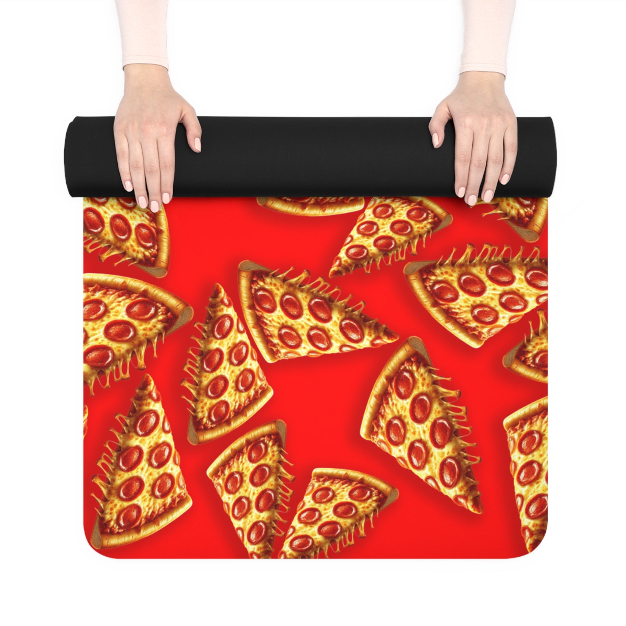 Rubber yoga mat pizza red