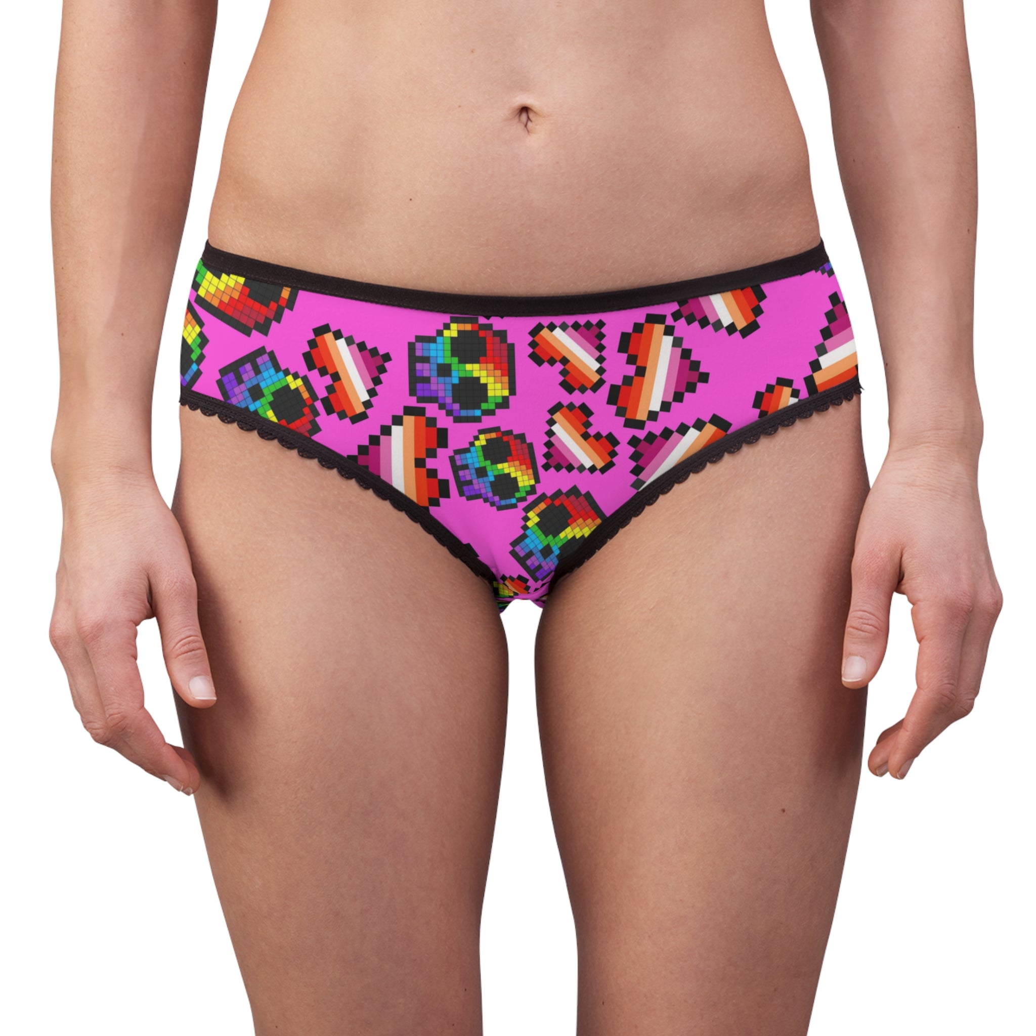 Women's briefs lgbt pride skull heart Halloween pink