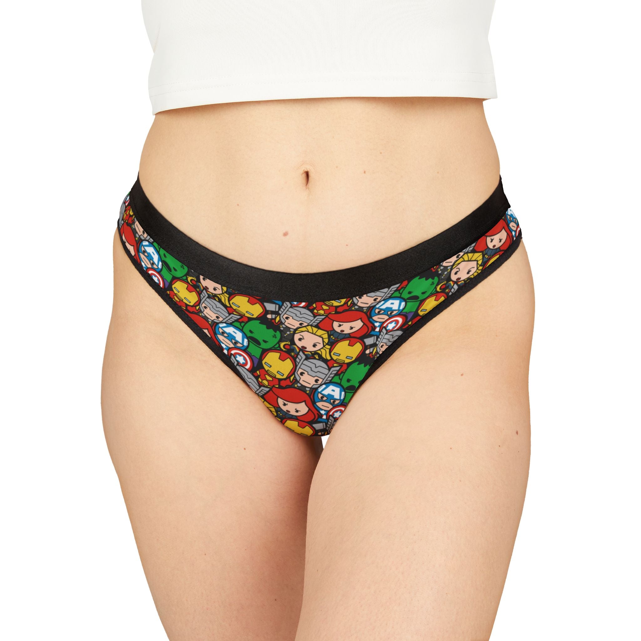 Women's thongs marvel avengers black