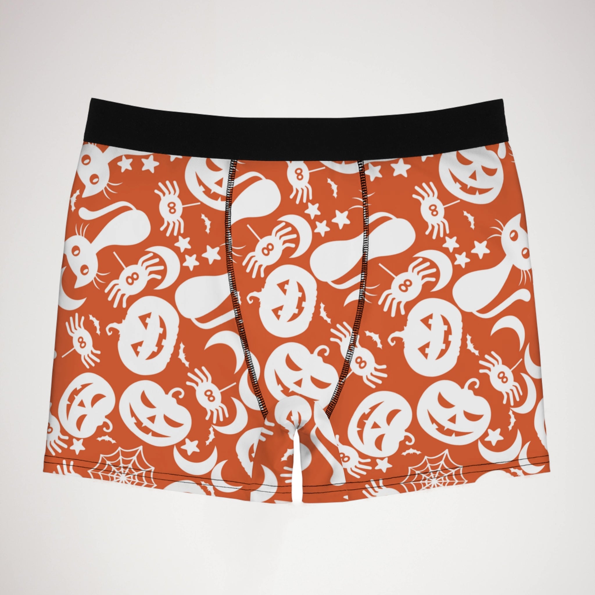 Men's boxer briefs halloween pumpkin spider web orange