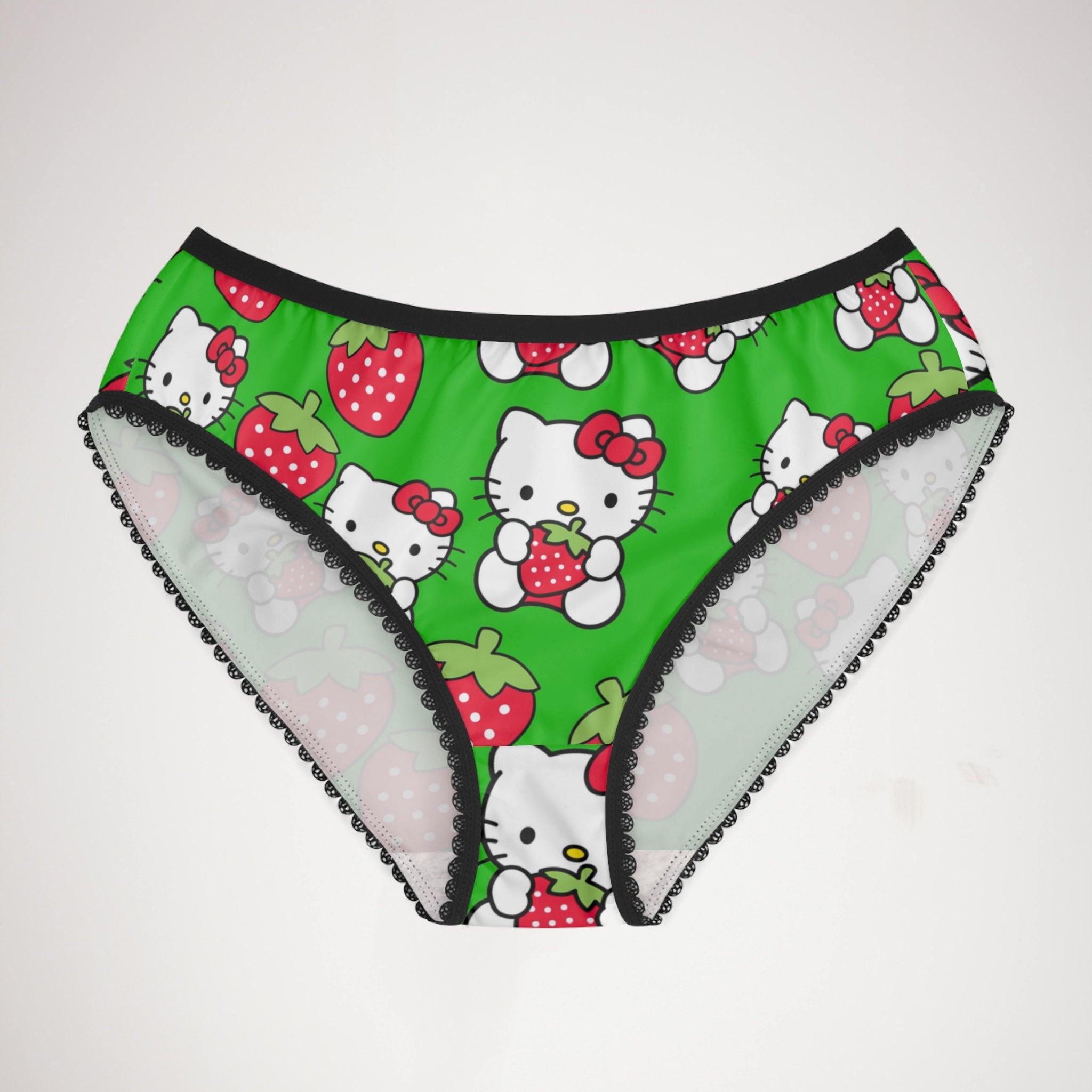 Women's briefs kitty strawberry valentine love green