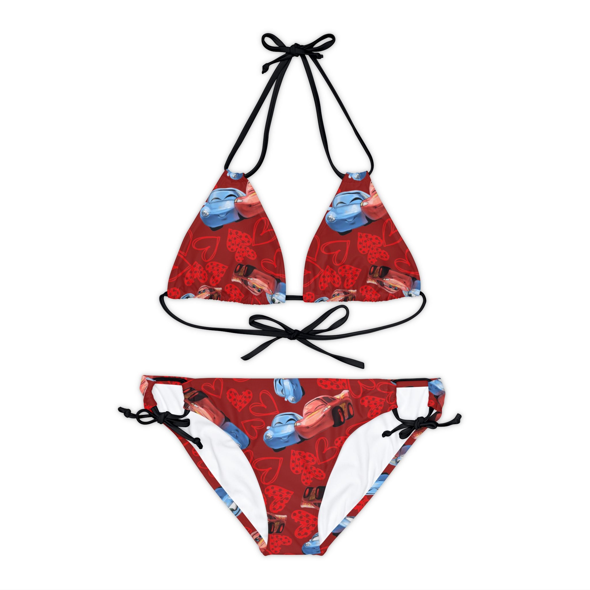 Strappy bikini set mcqueen couples hearts red