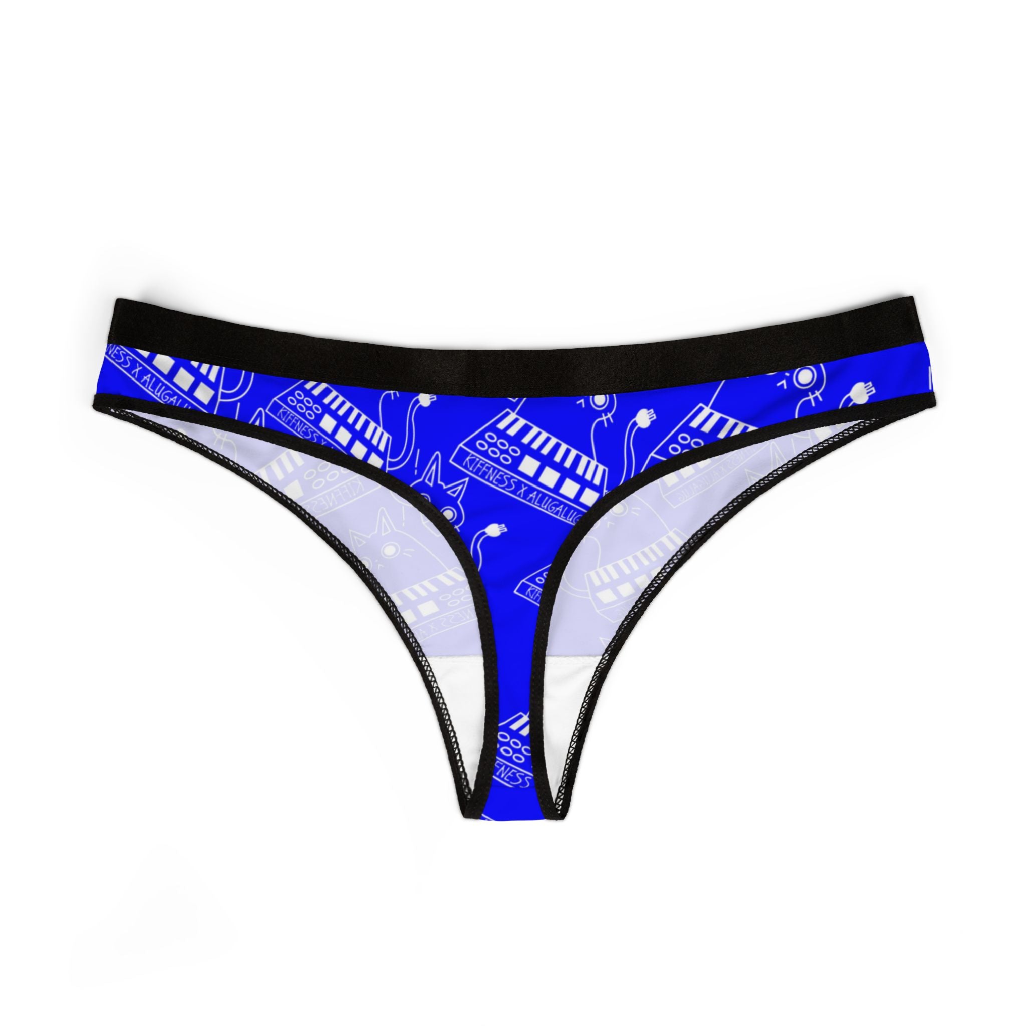 Women's thongs eating the cats meow meow the kiffness blue