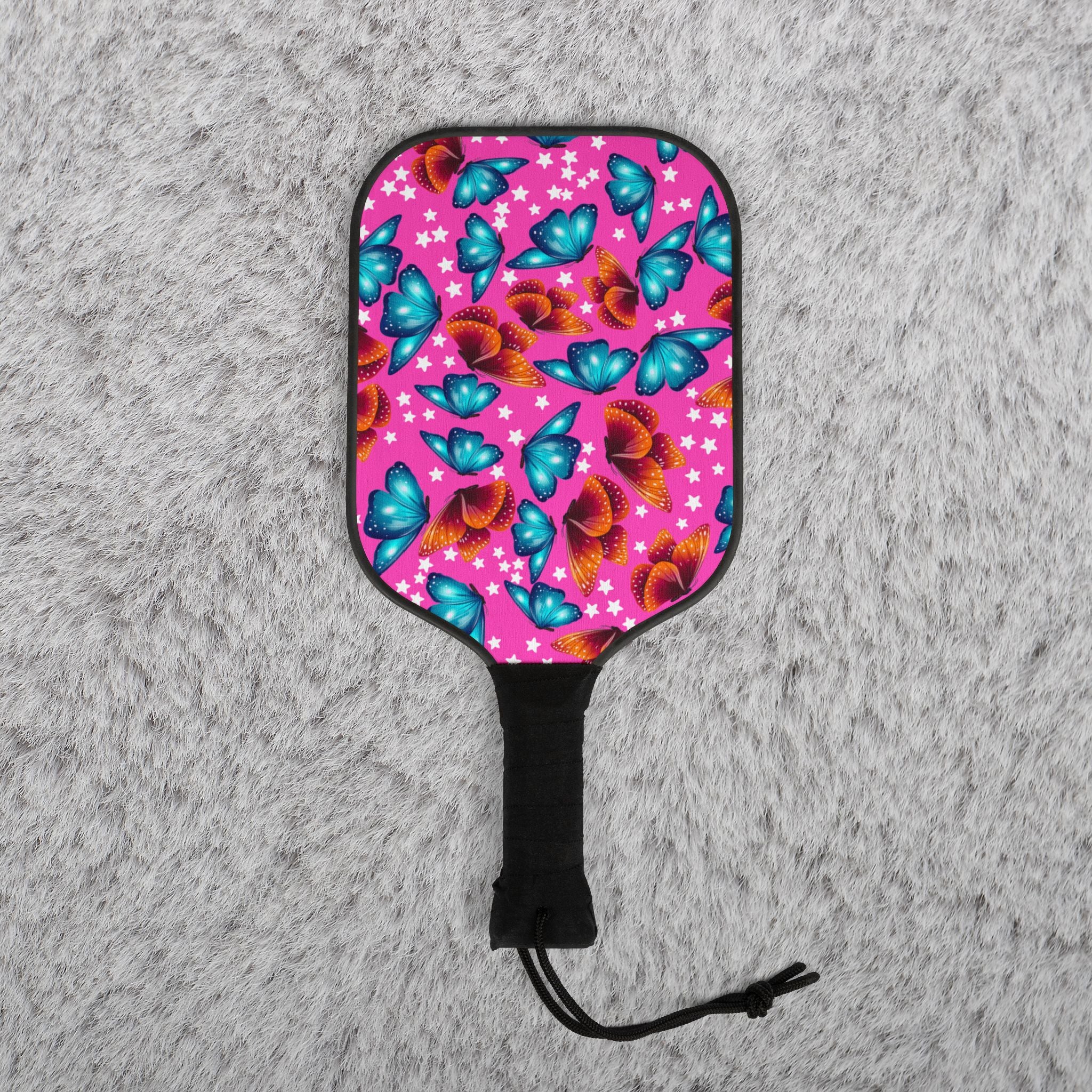 Pickleball kit (2 paddles + 2 balls + transparent bag) butterflies stars pink