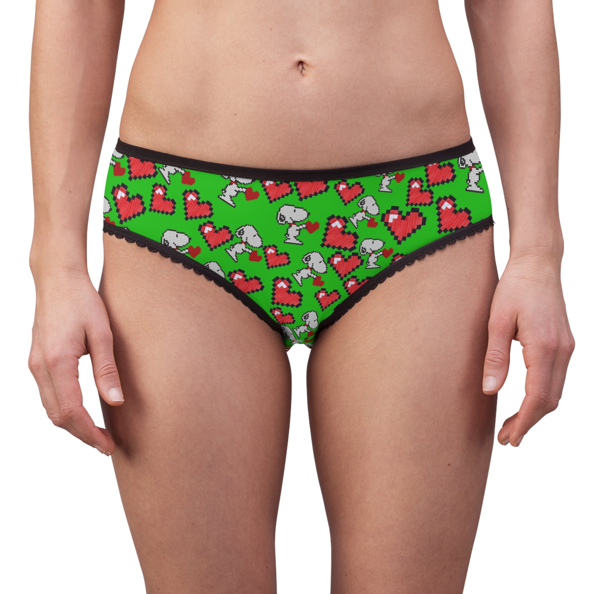 Women's briefs snoopy hearts valentine green