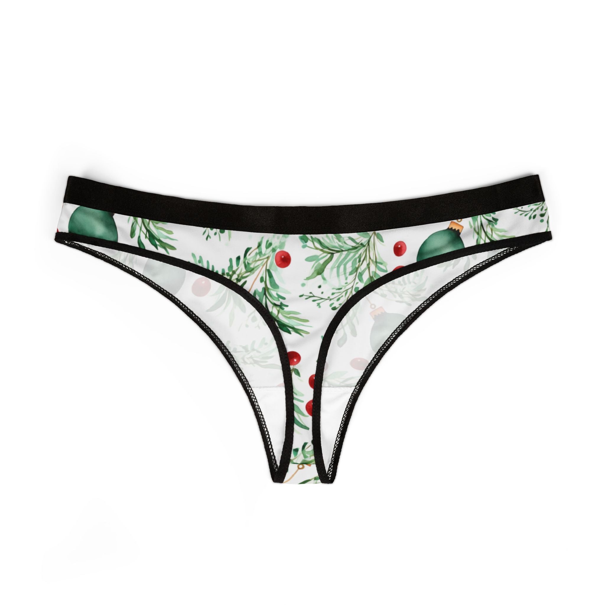 Women's thongs watercolor christmas