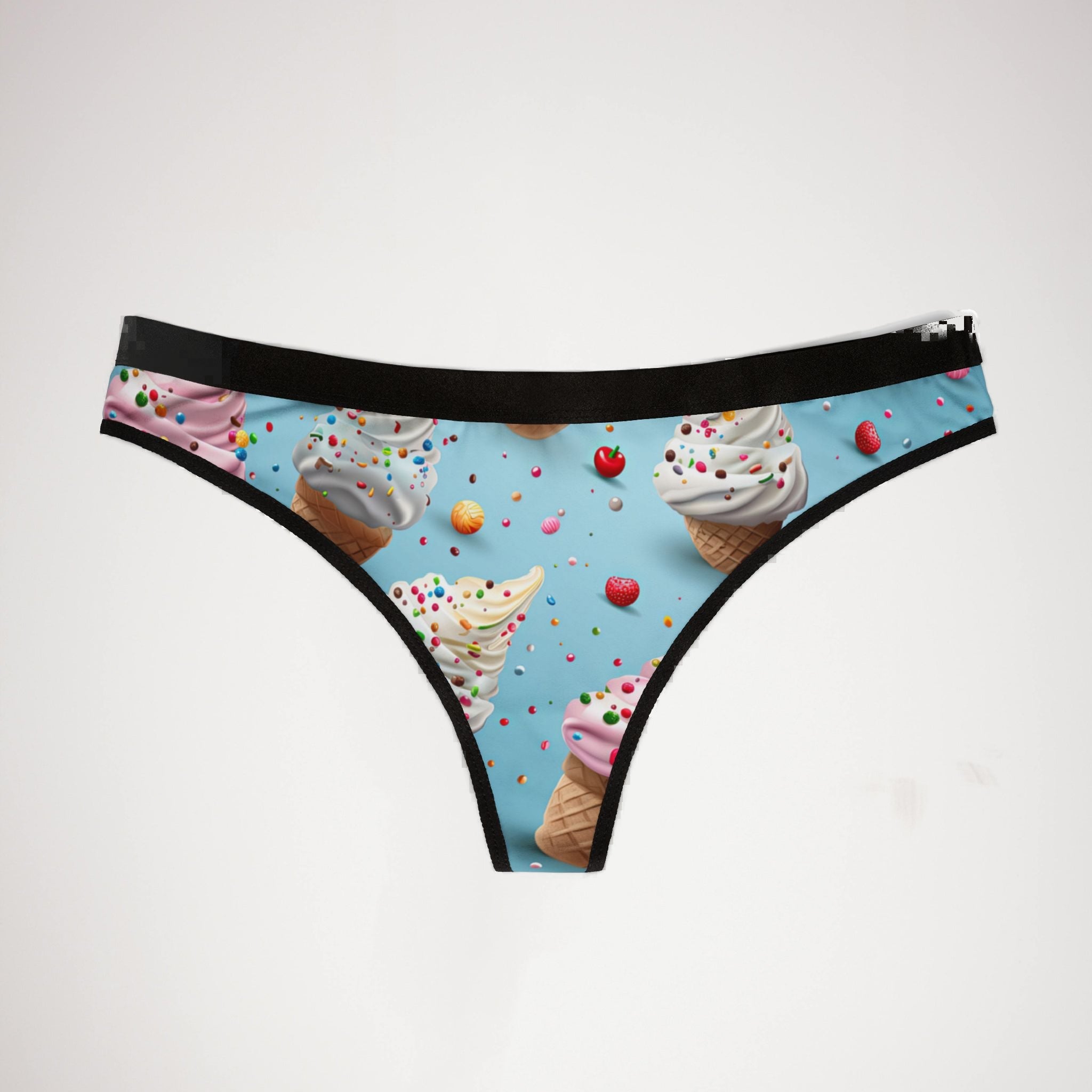 Women's thongs sprinkled ice cream