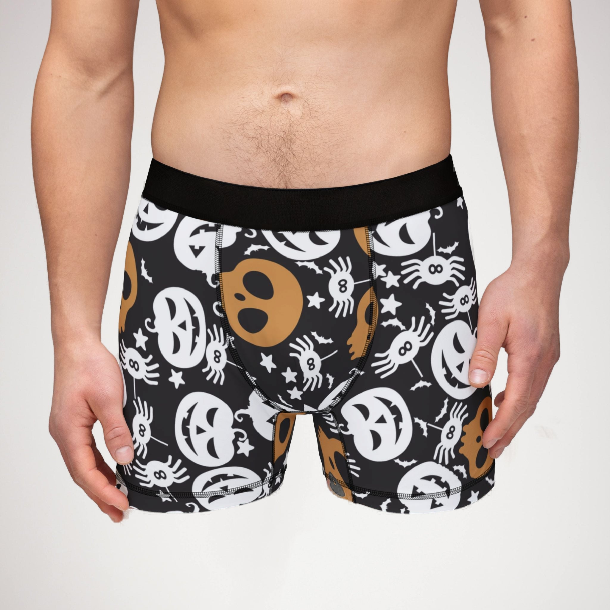 Men's boxers halloween pumpkin spider web black