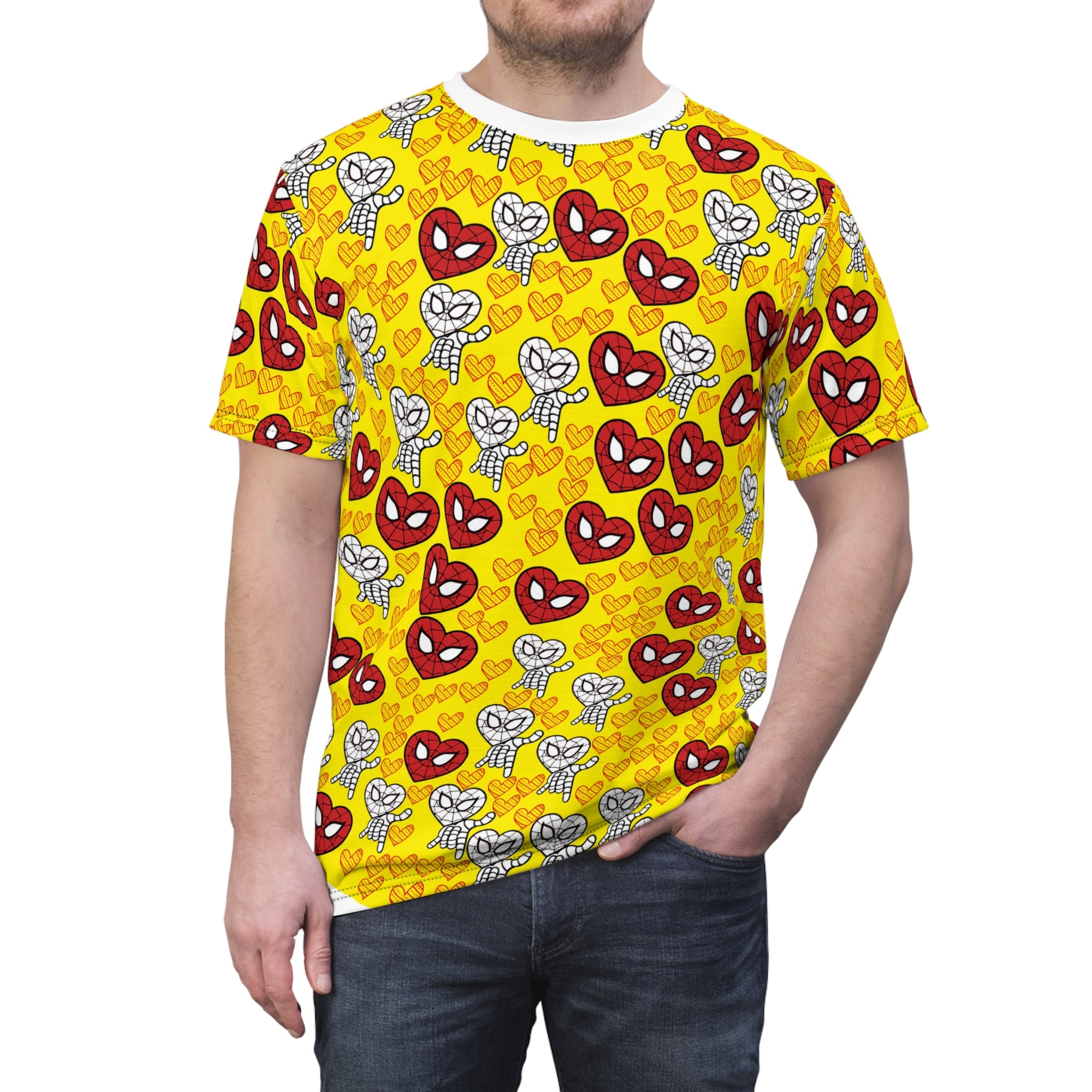 Unisex cut & sew tee spider heart kiss yellow