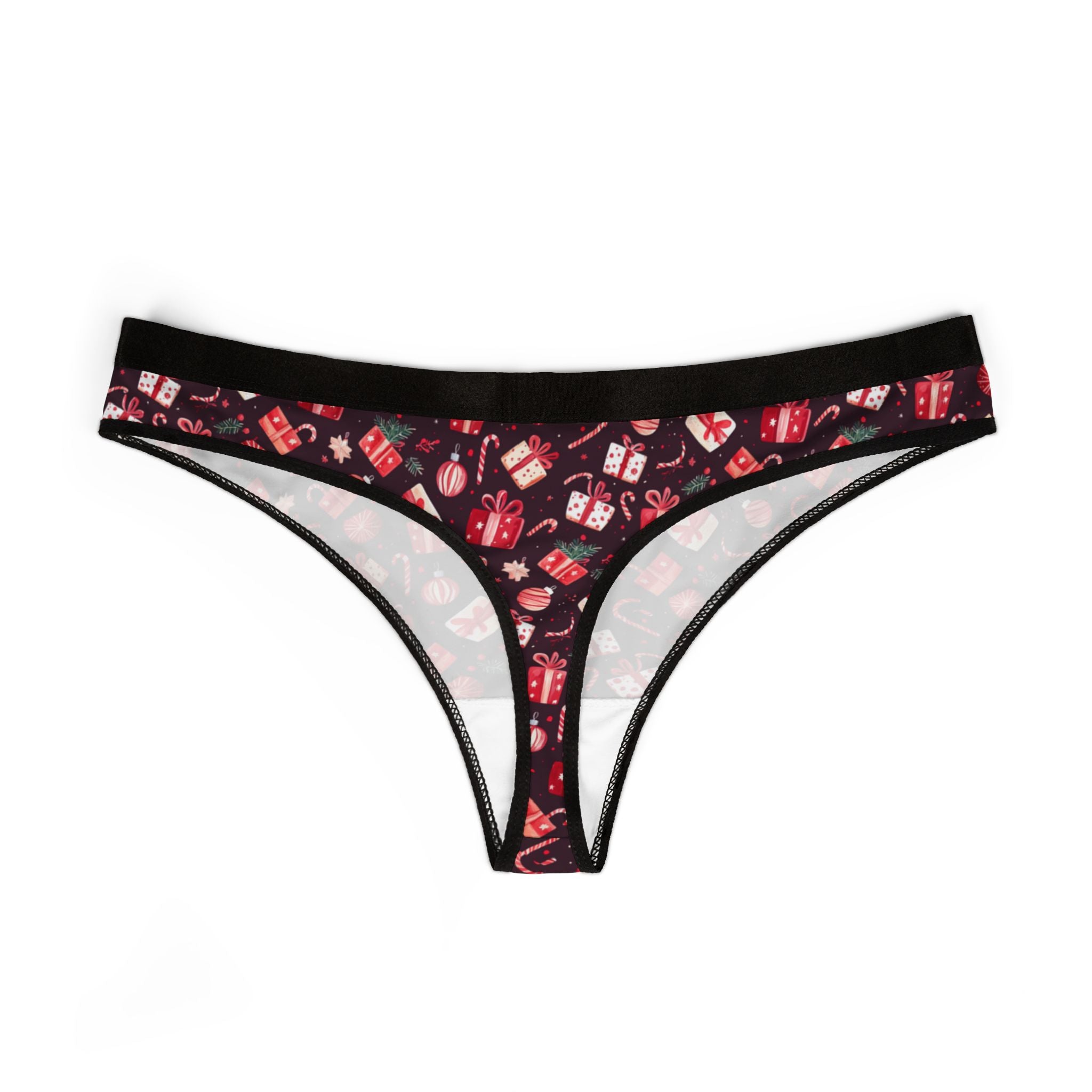 Women's thongs red coquette christmas one