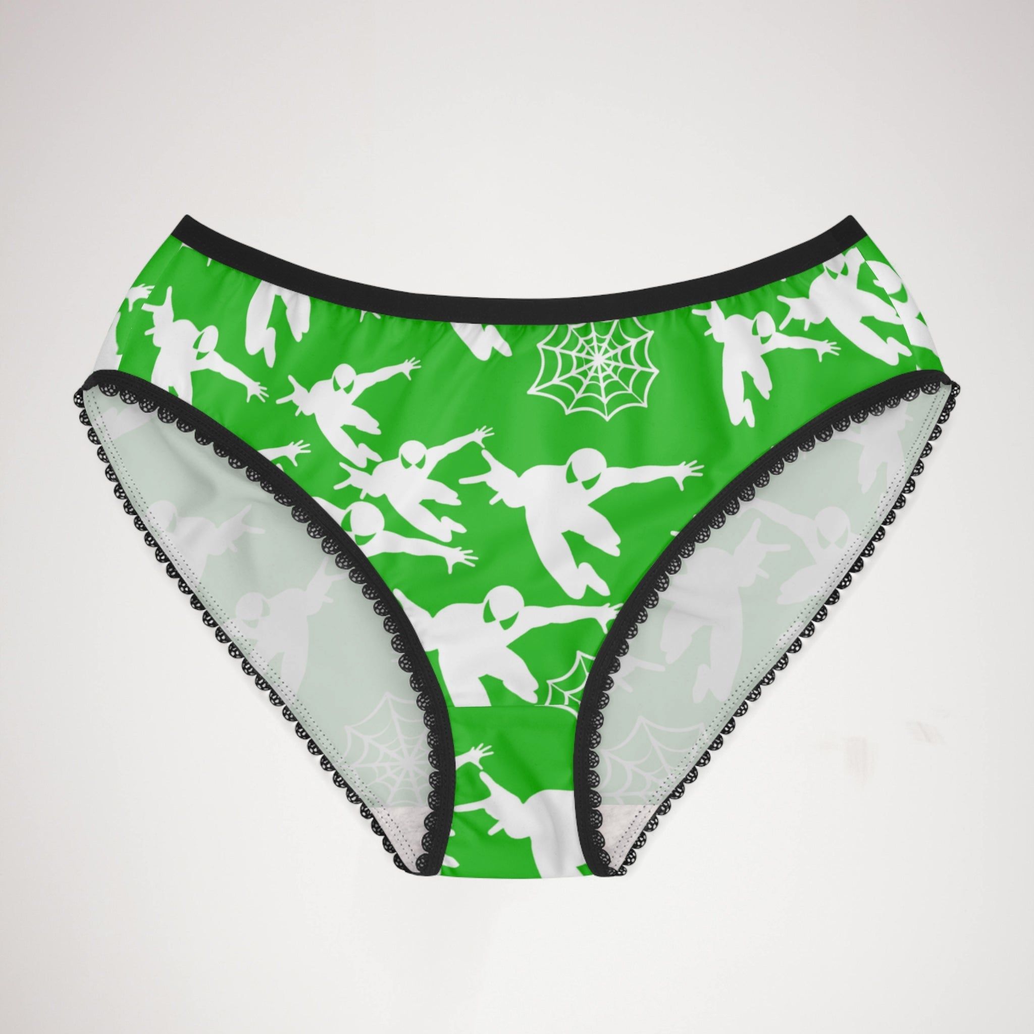 Women's briefs spiderman web plain green