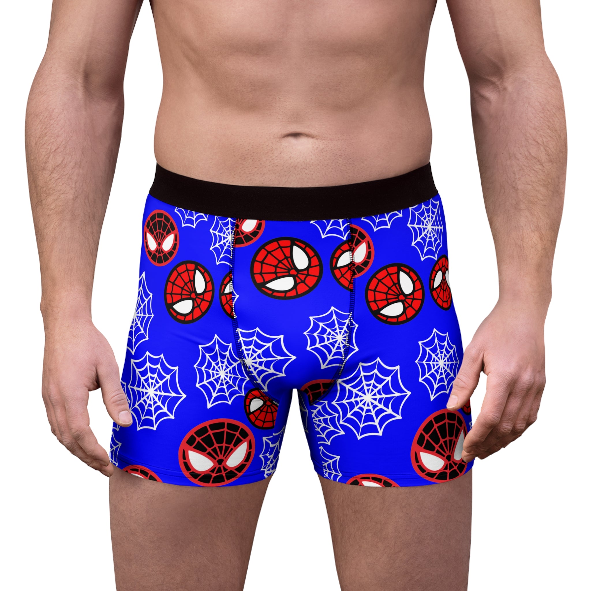 Men's boxer briefs spider circle web blue