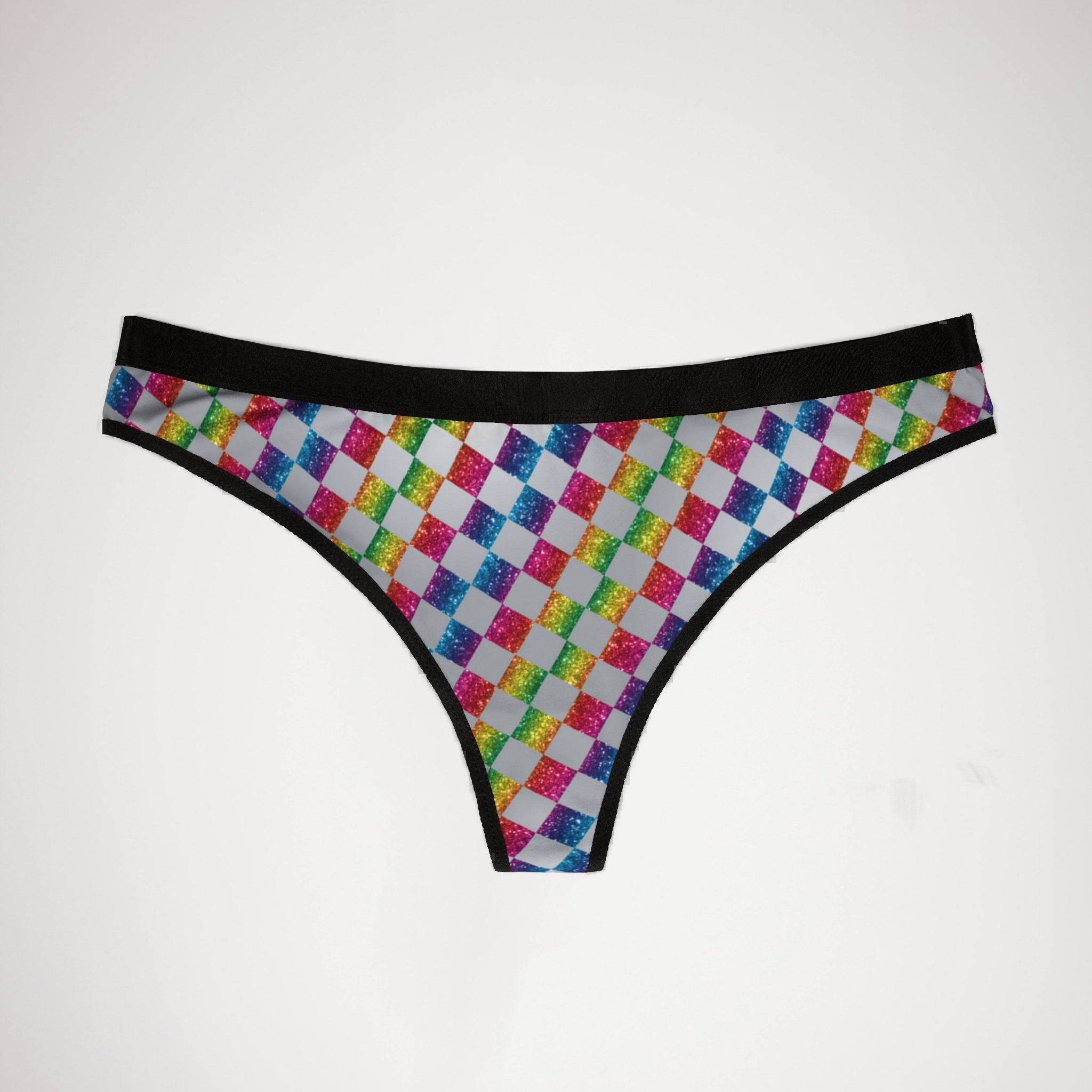 Women's thongs rainbow glitter