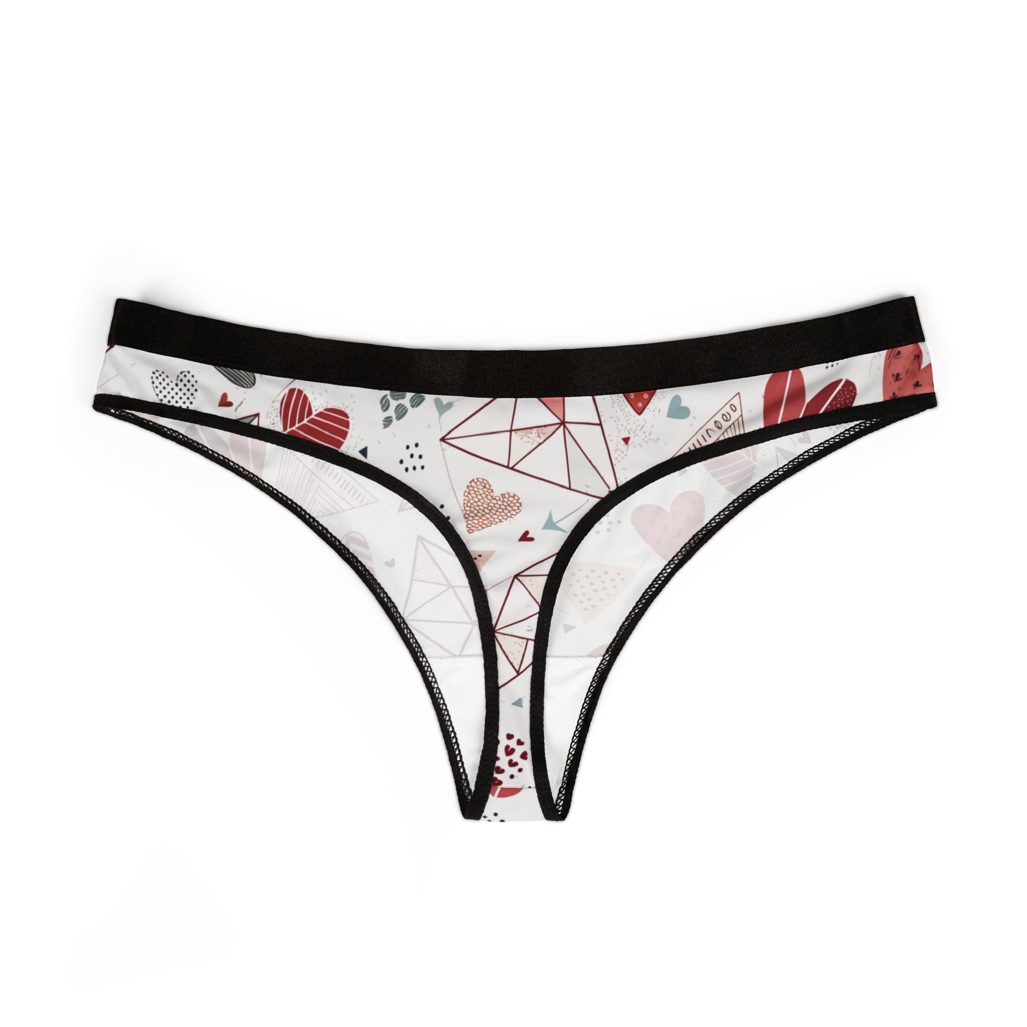 Women's thongs valentine heart retro three