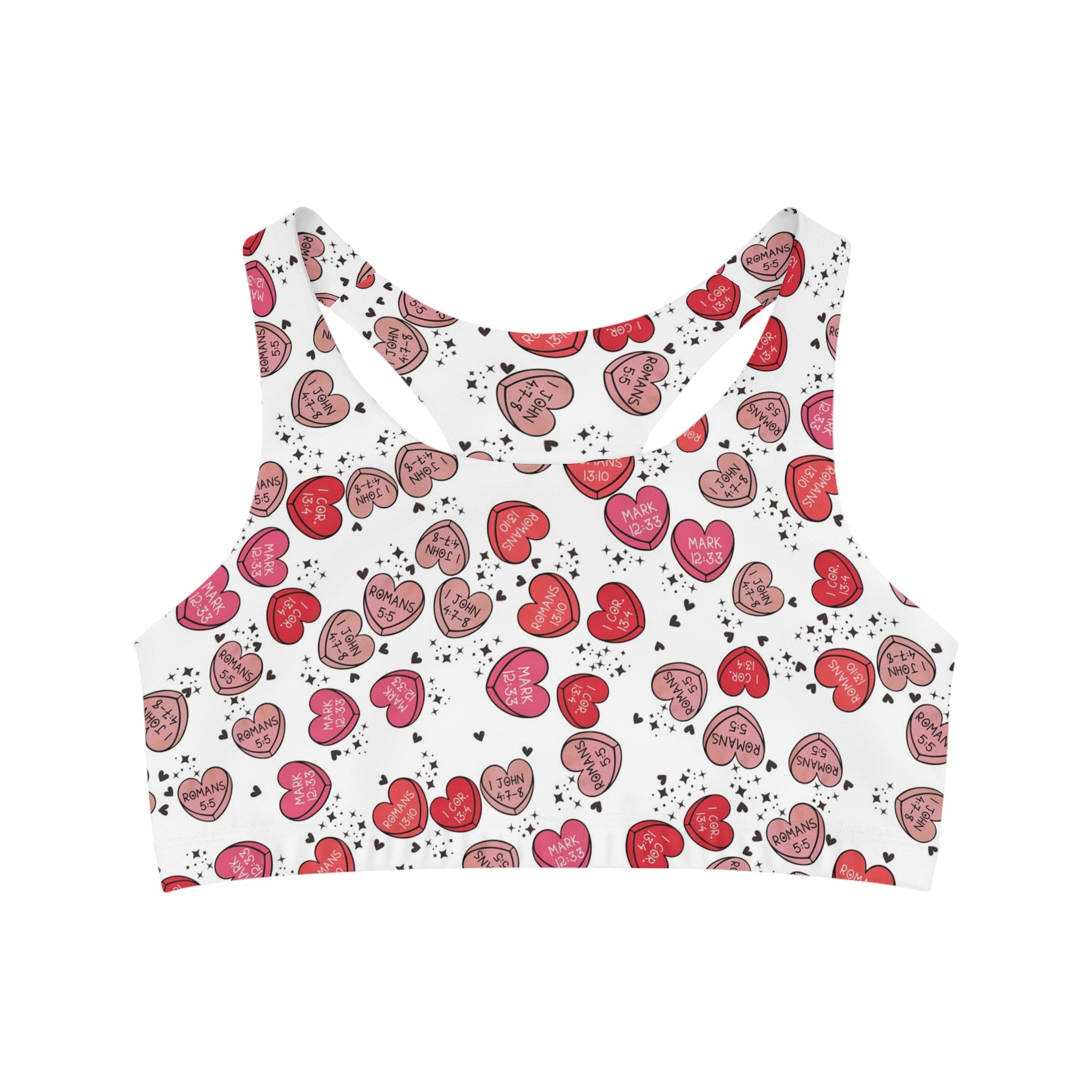 Sports bra christian valentine sweet hearts white