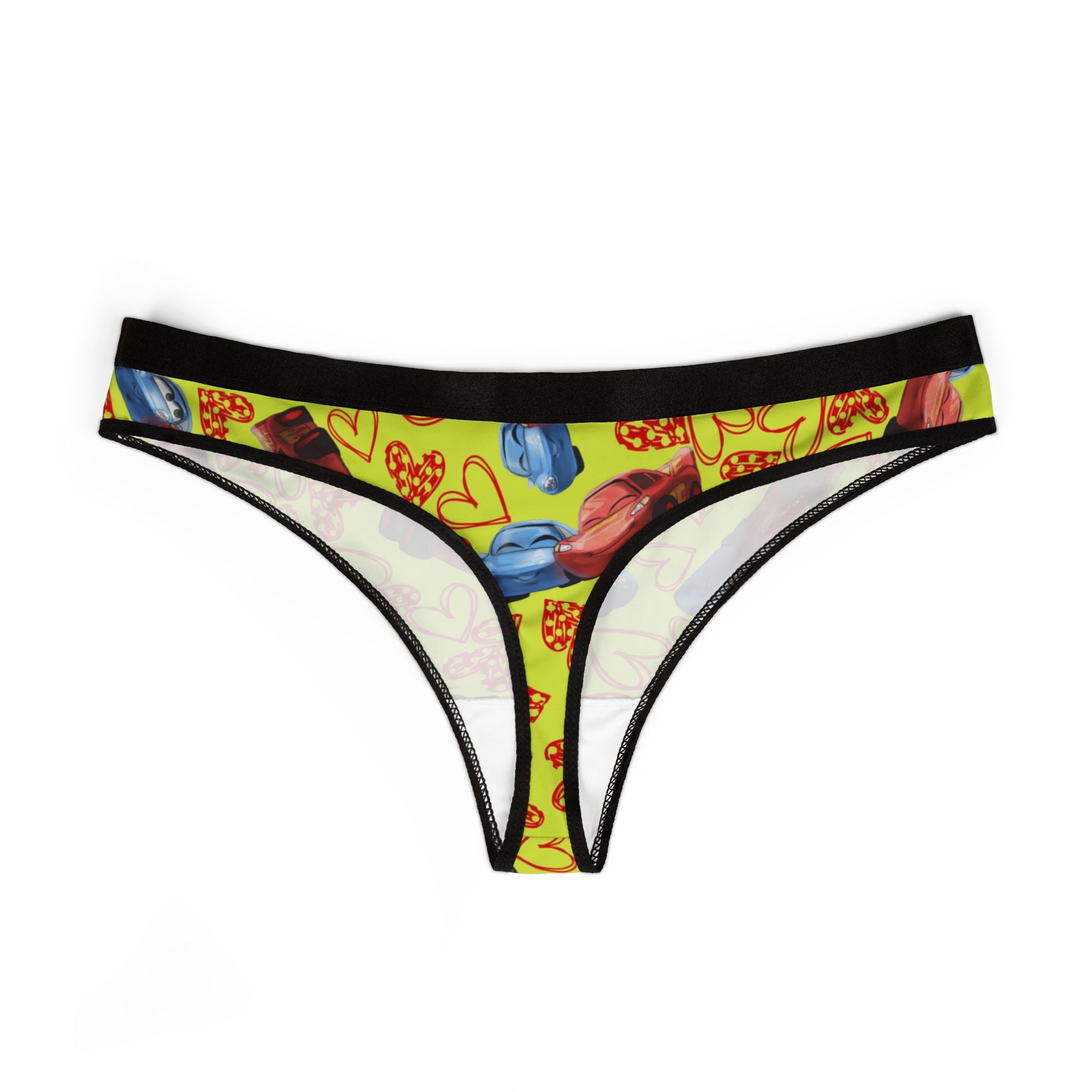 Women's thongs mcqueen couples hearts yellow