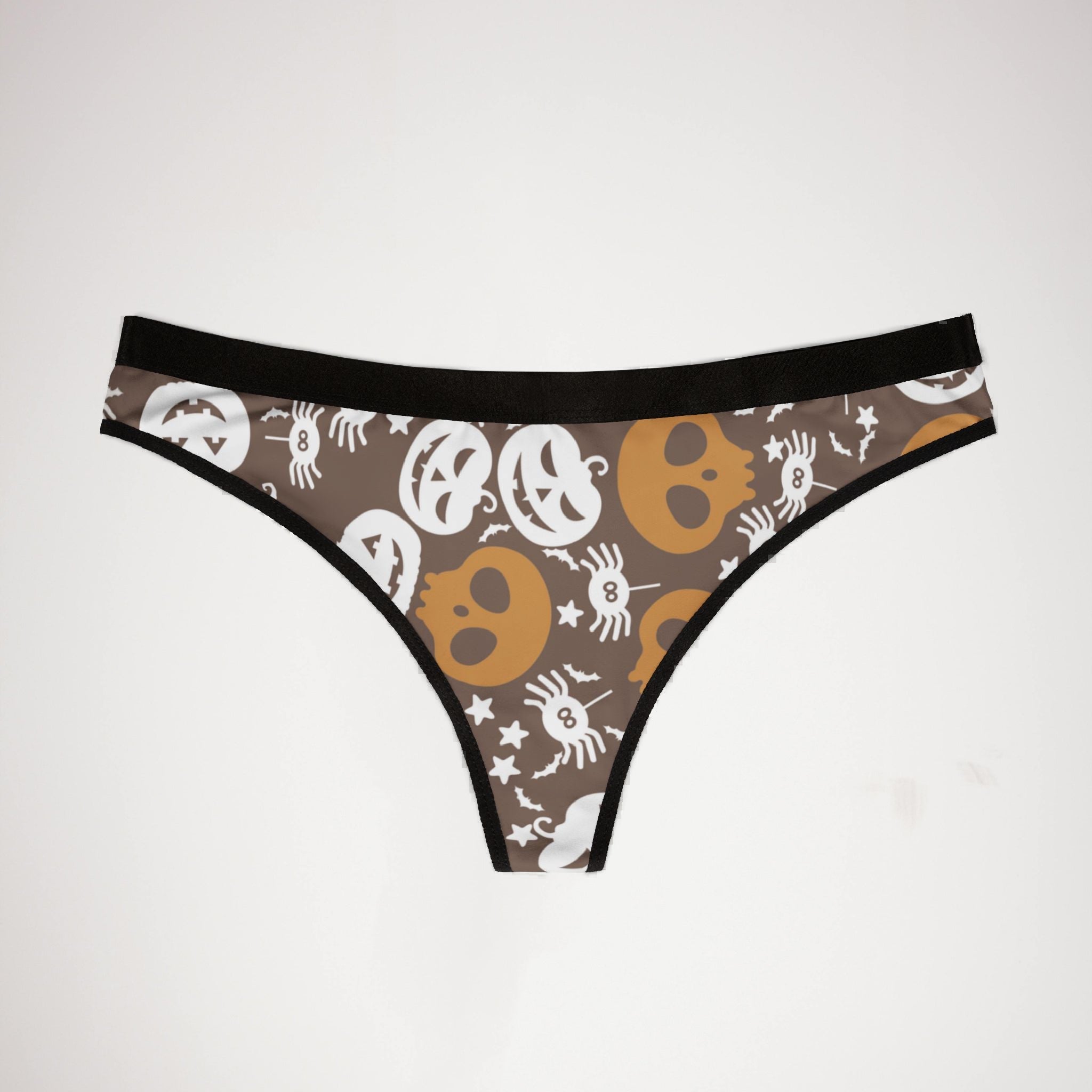 Women's thongs halloween pumpkin spider web nature