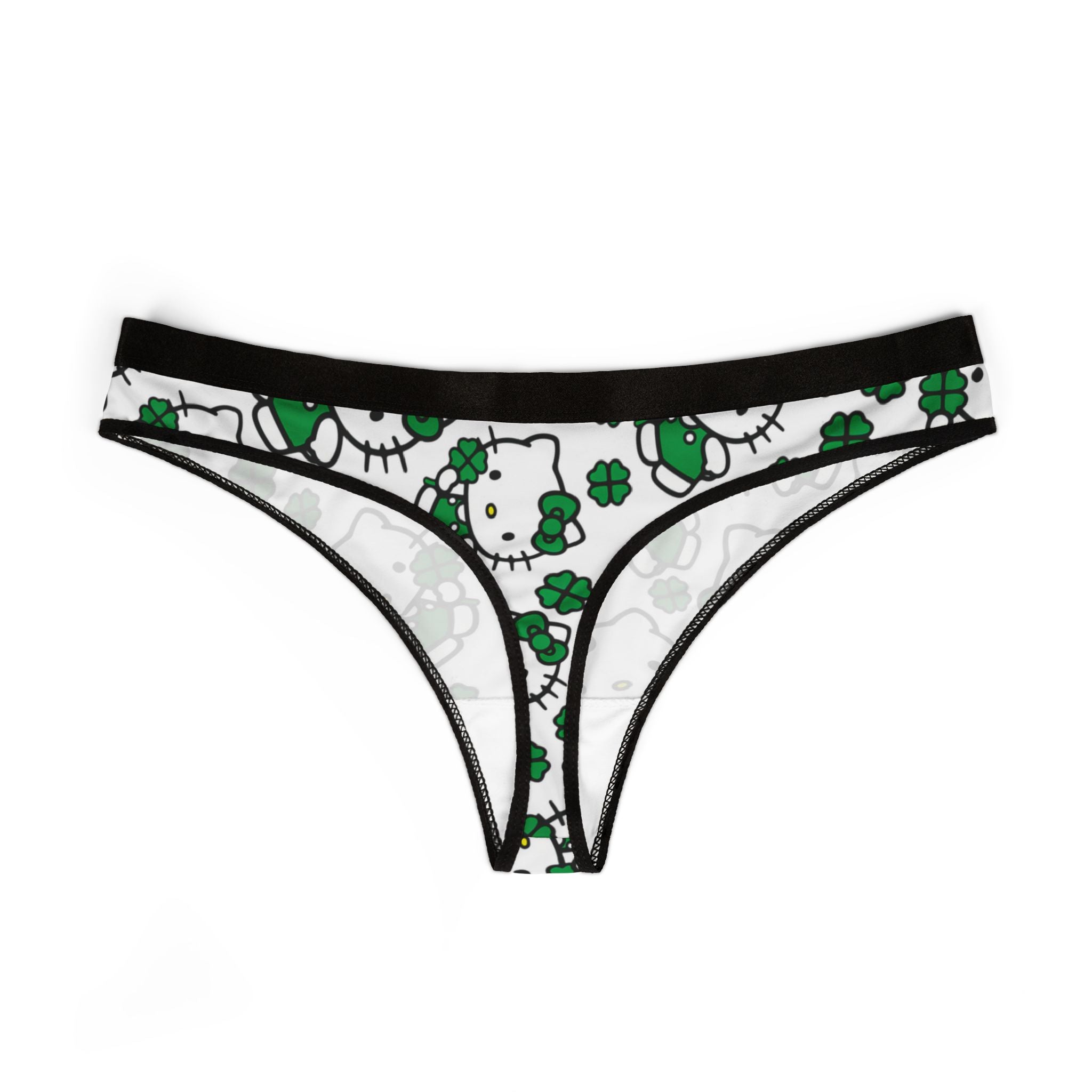 Women's thongs kitty saint patrick lucky white