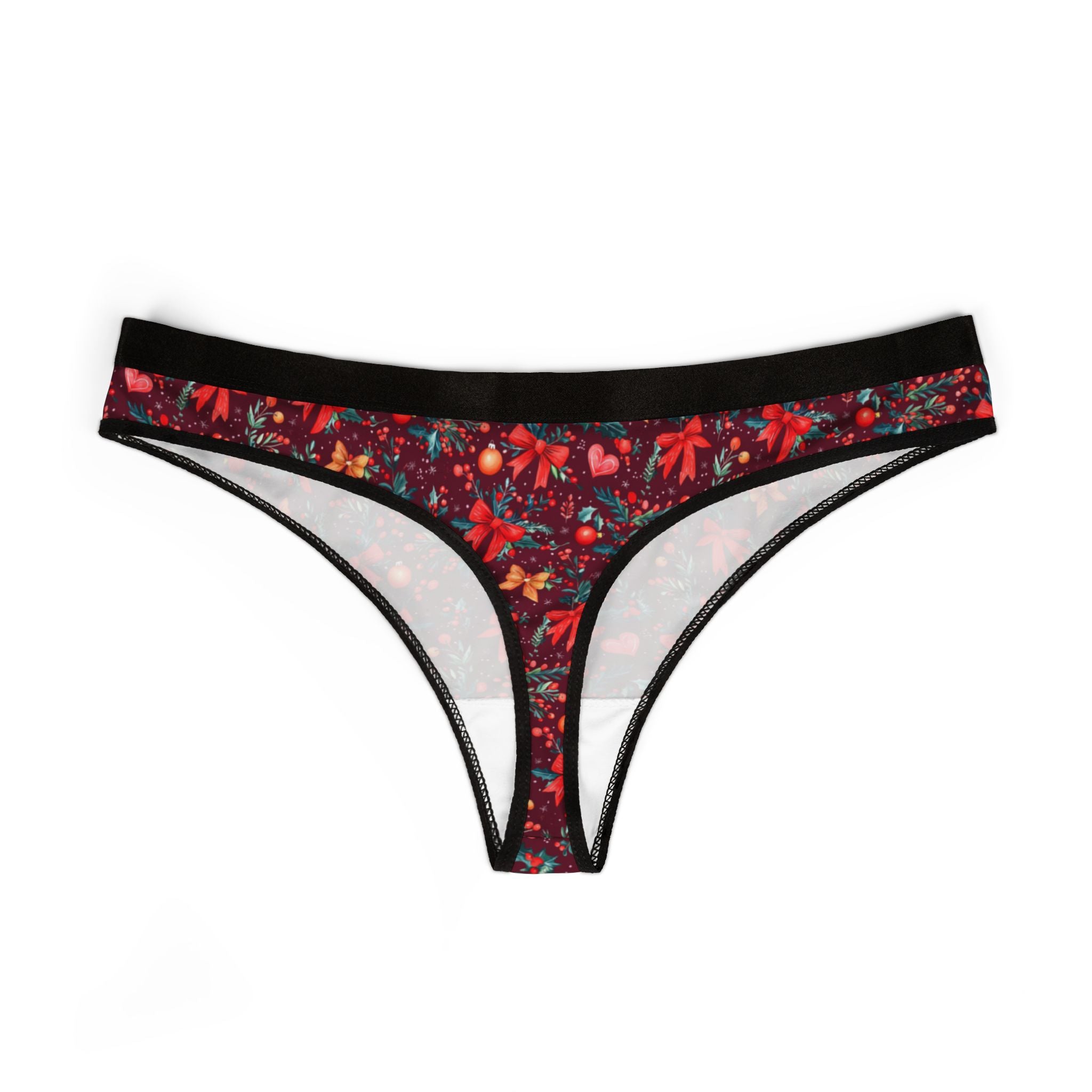 Women's thongs red coquette christmas