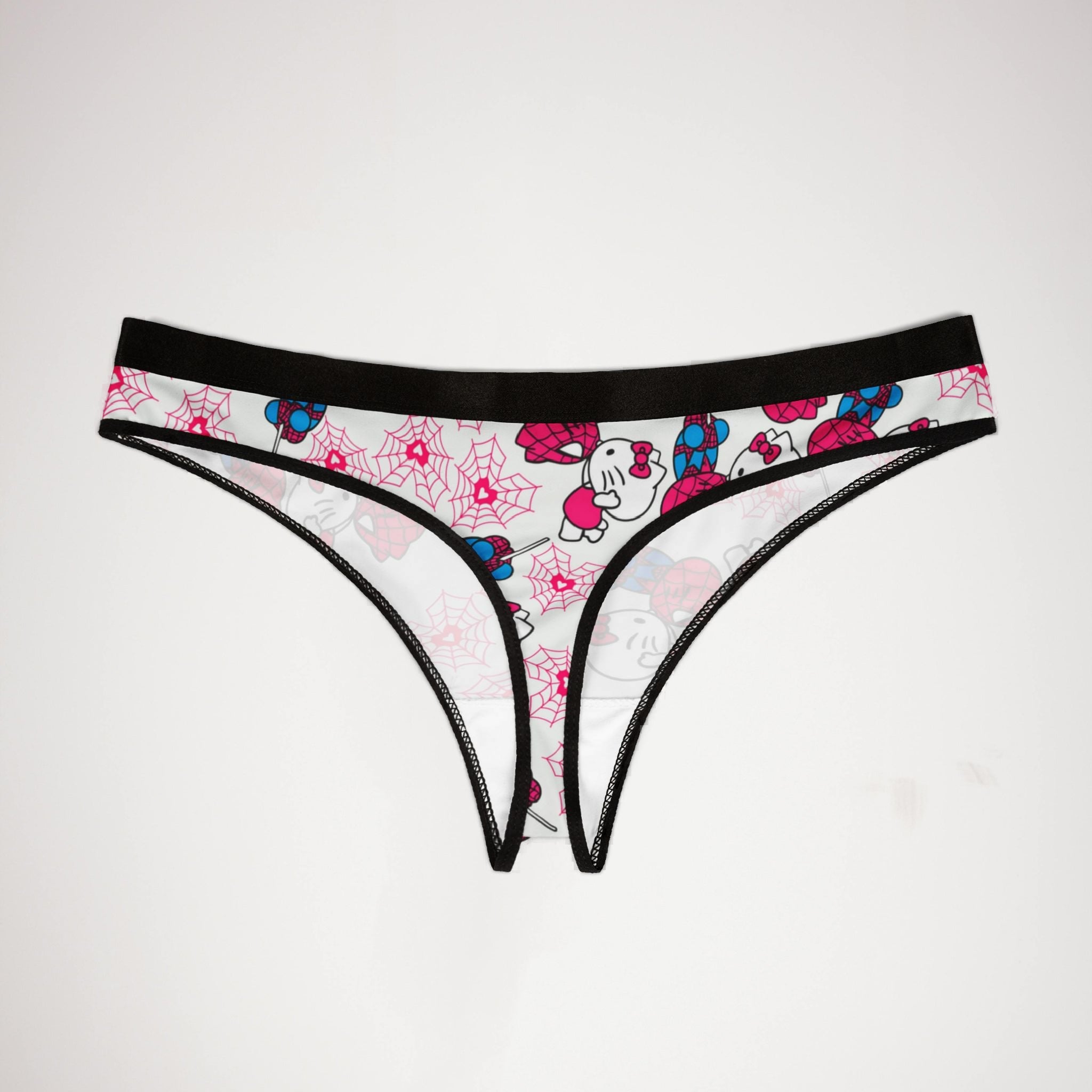 Women's thongs spider kitty white