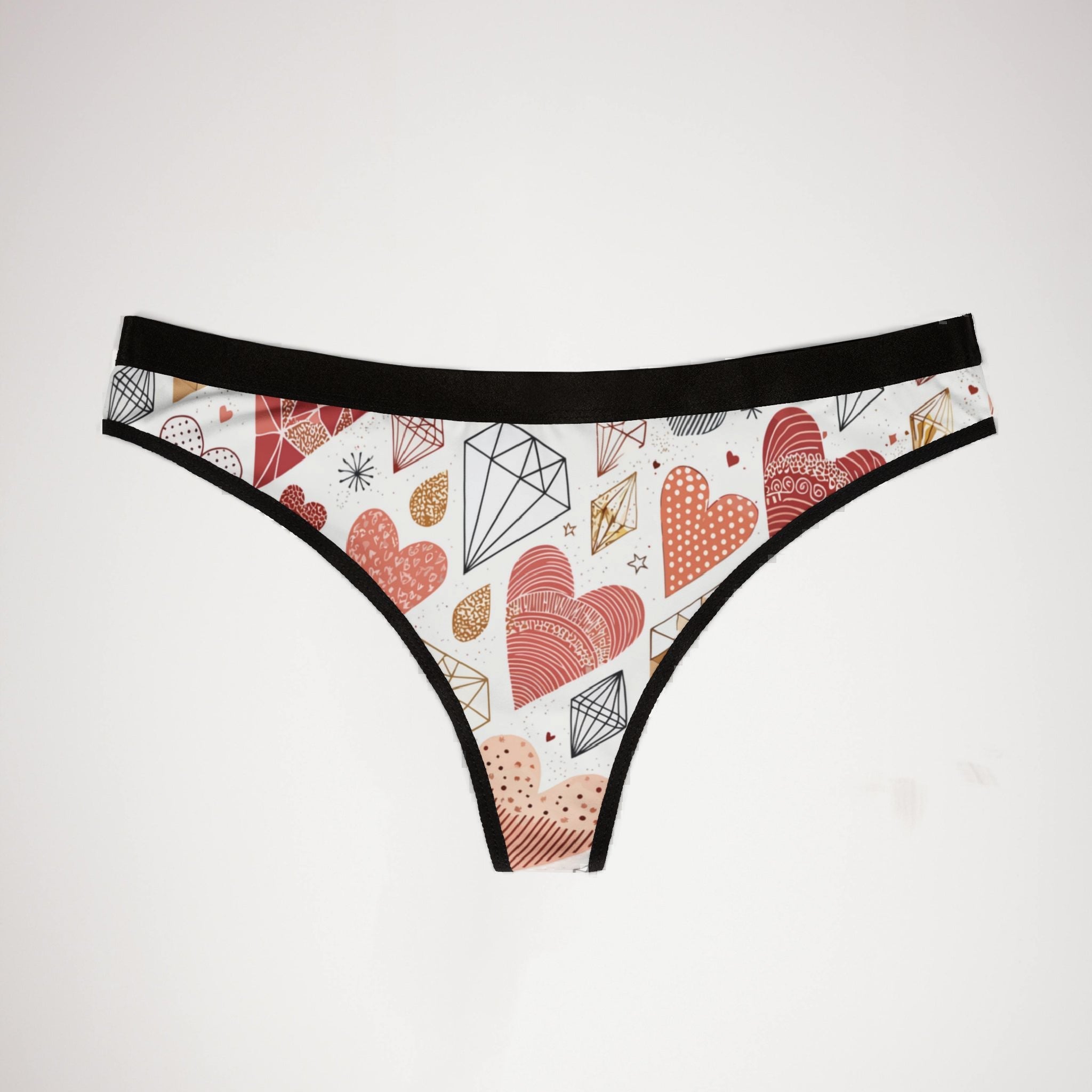 Women's thongs valentine heart retro one