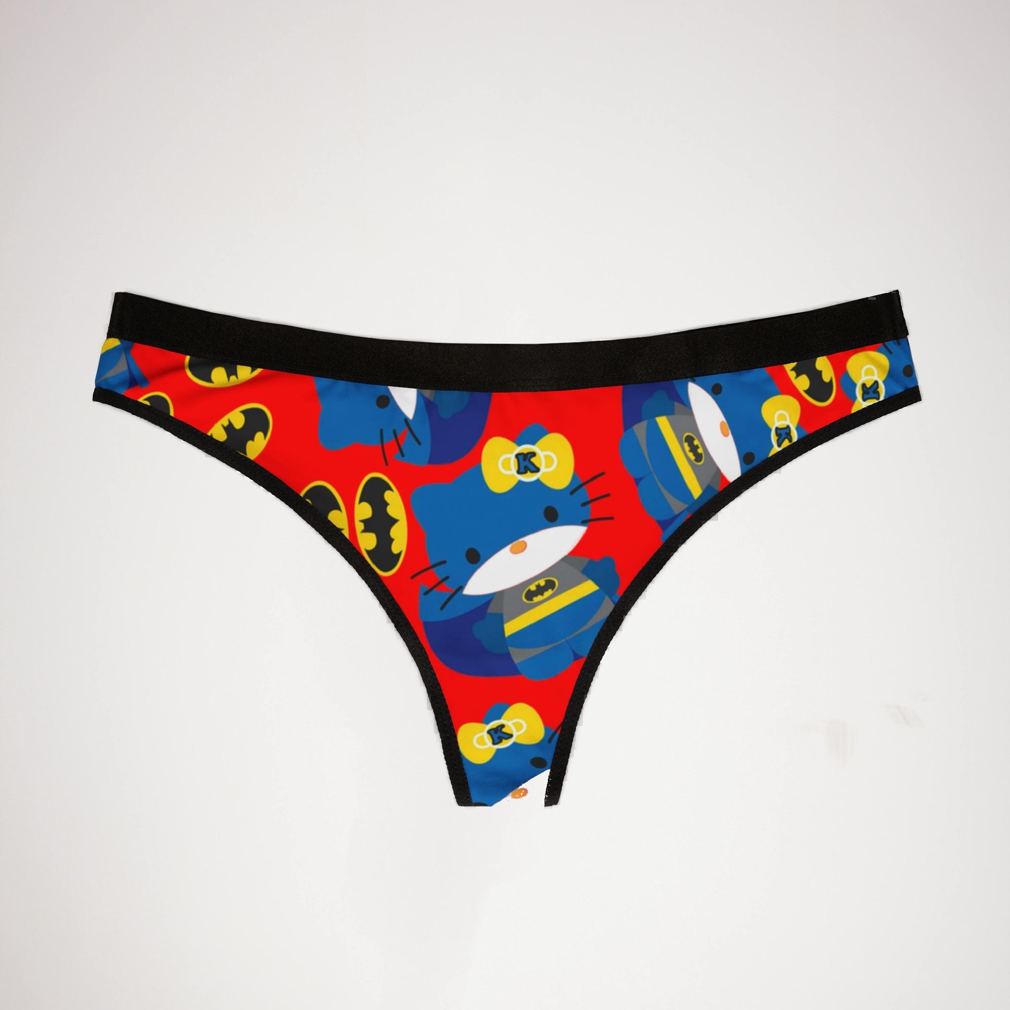 Women's thongs batman kitty logo red