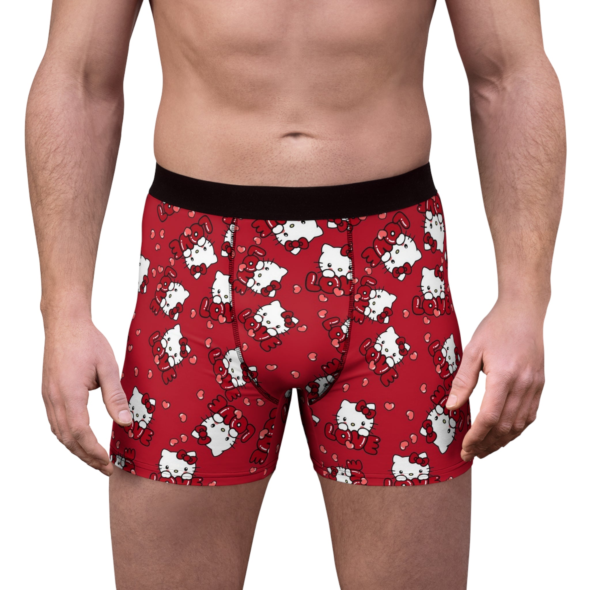 Men's boxer briefs kitty valentine love red