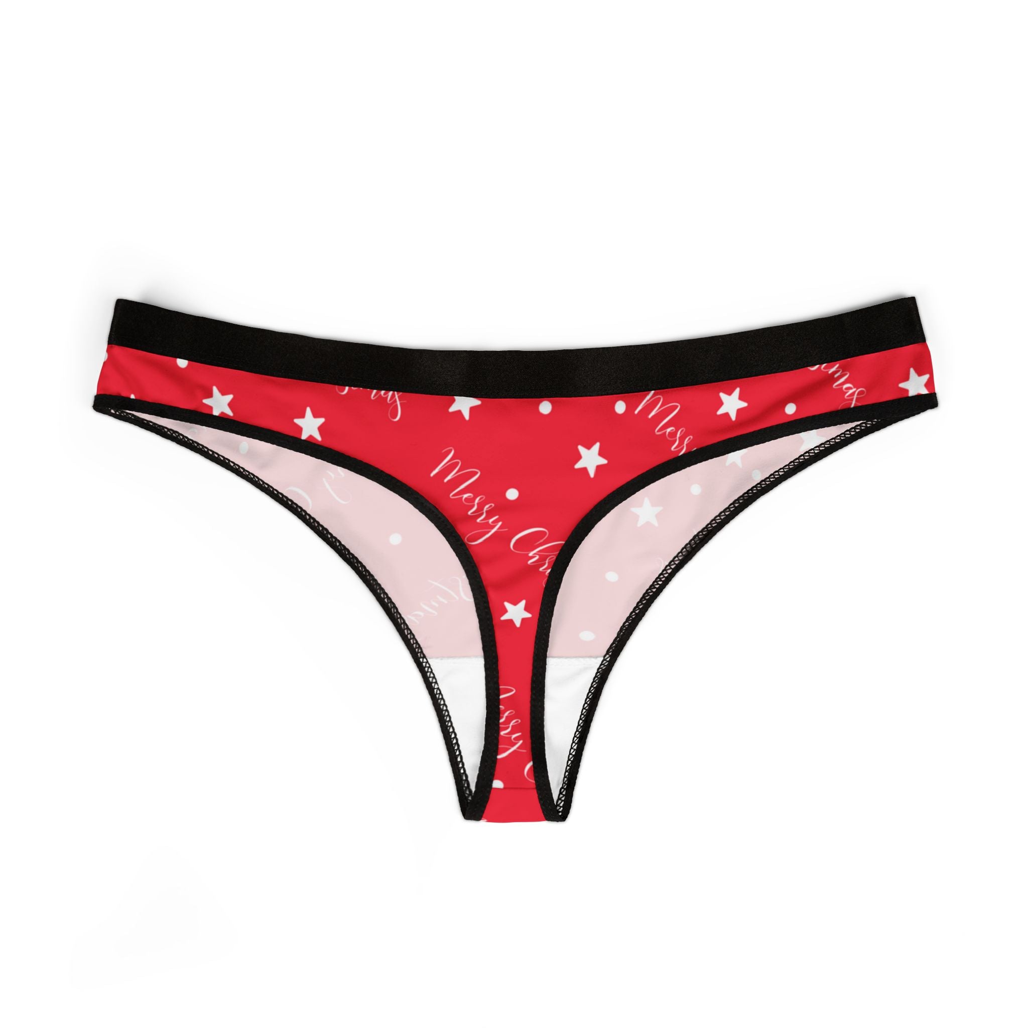 Women's thongs red christmas dots