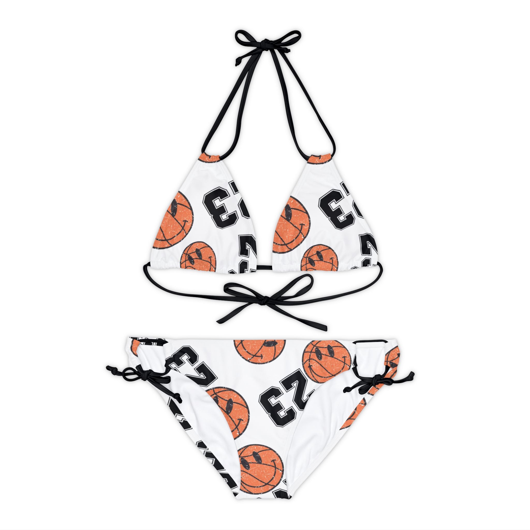 Strappy bikini set number   basketball white