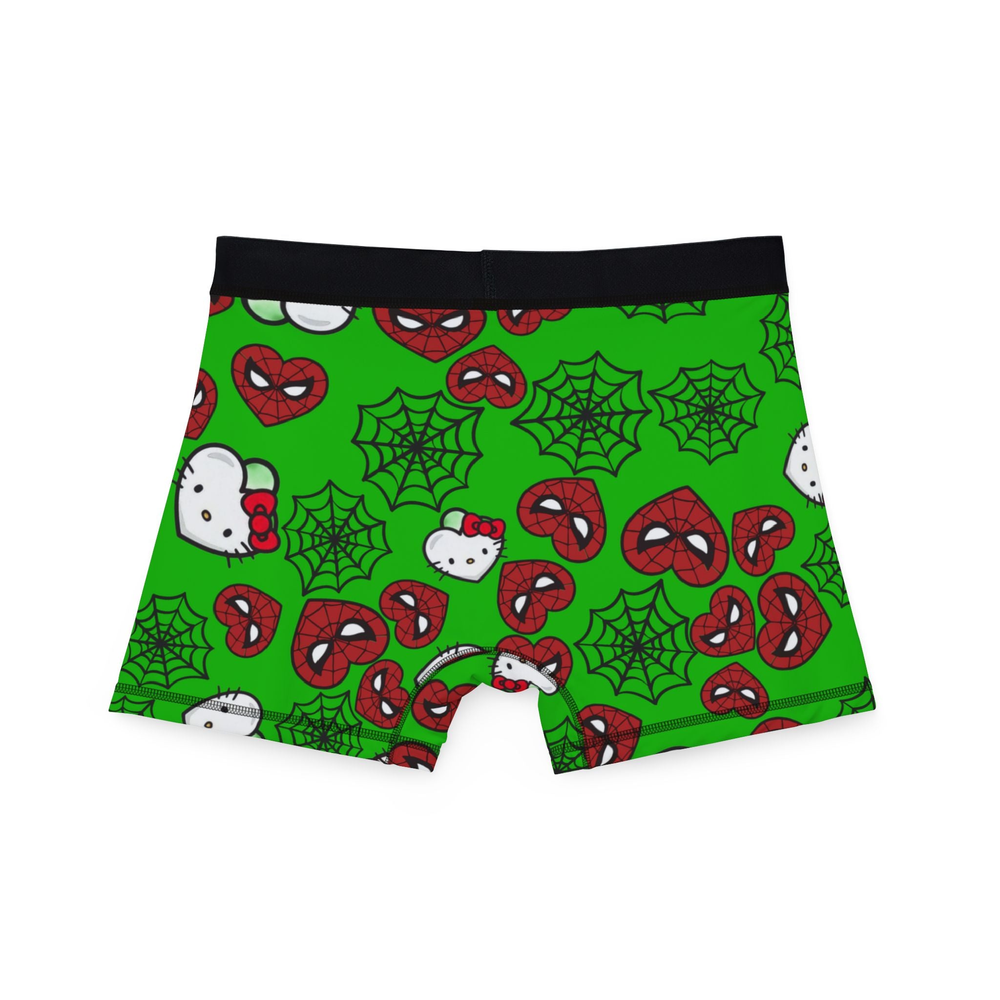 Men's boxers kitty spider web heart green