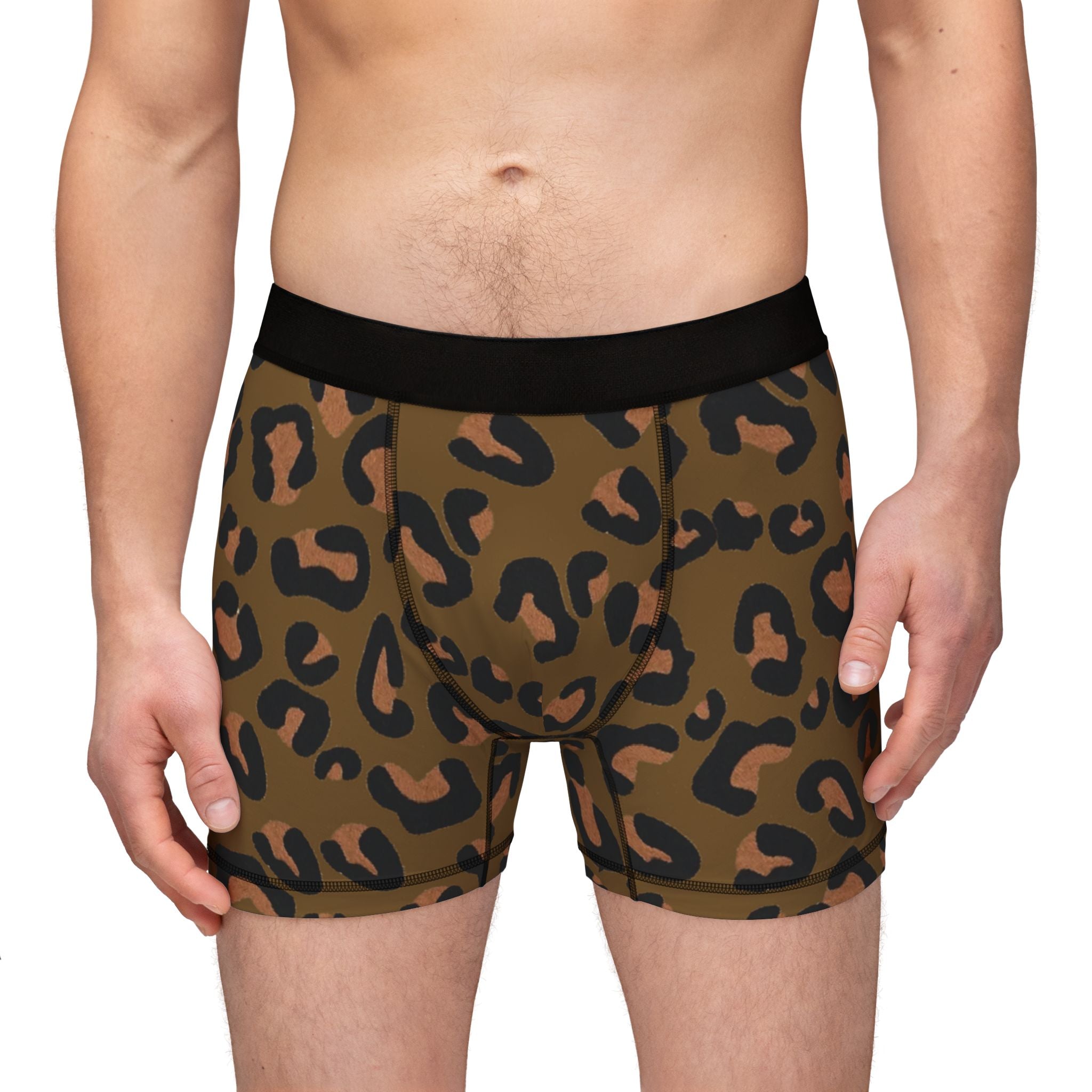 Men's boxers leopard paws brown