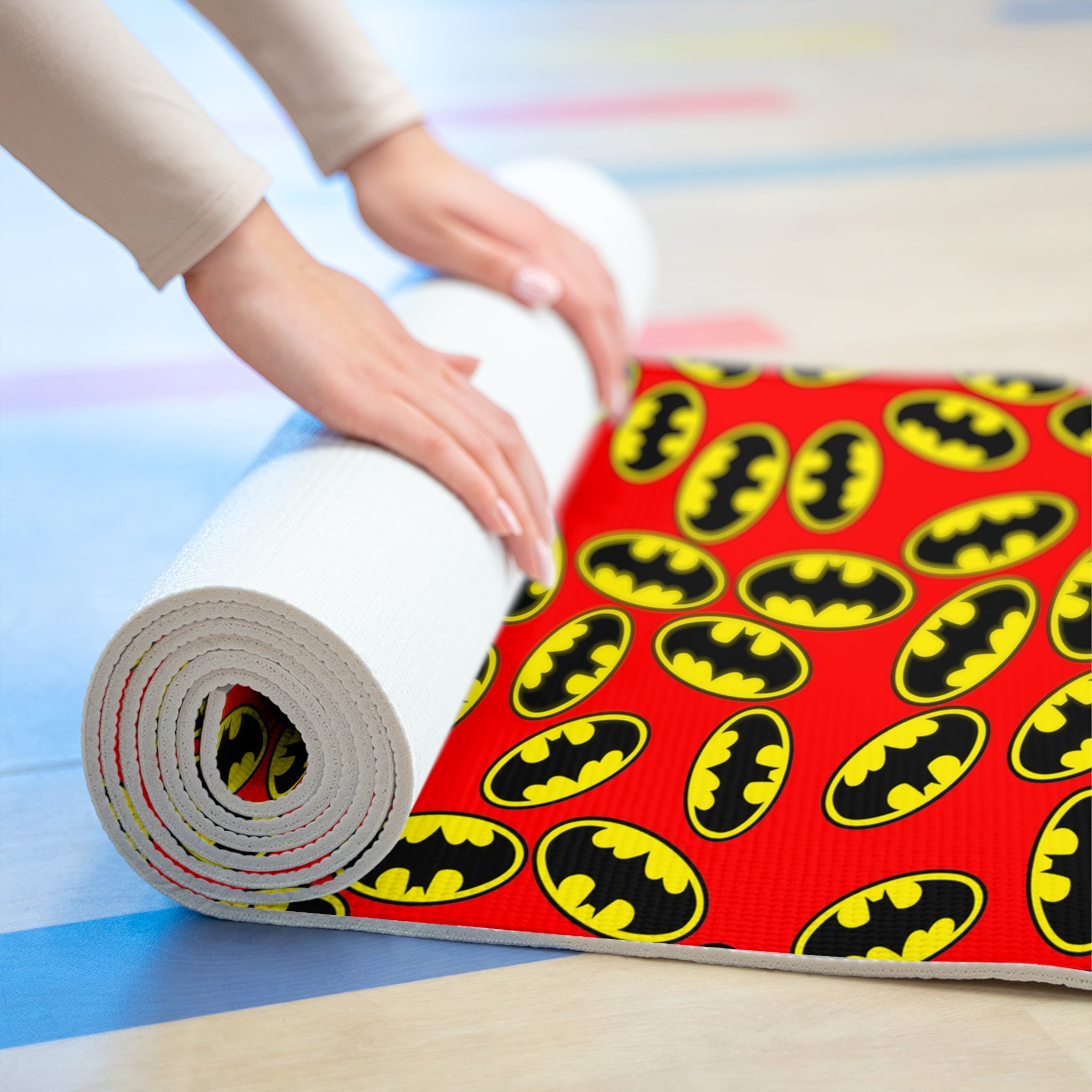 Foam yoga mat batman red