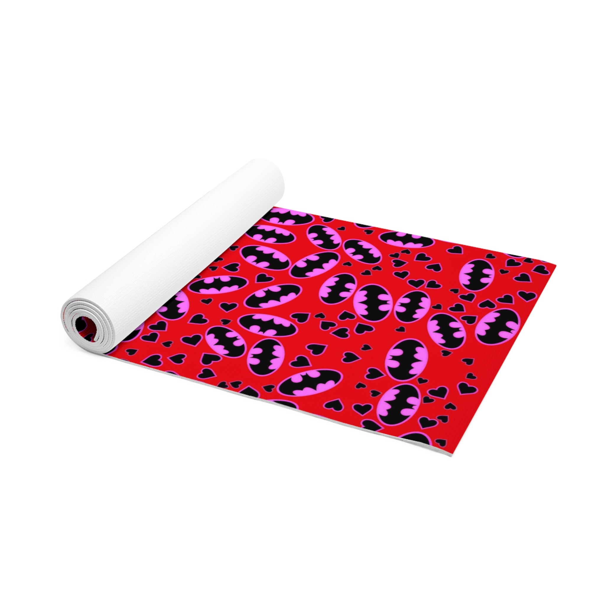 Foam yoga mat batman hearts valentine love red