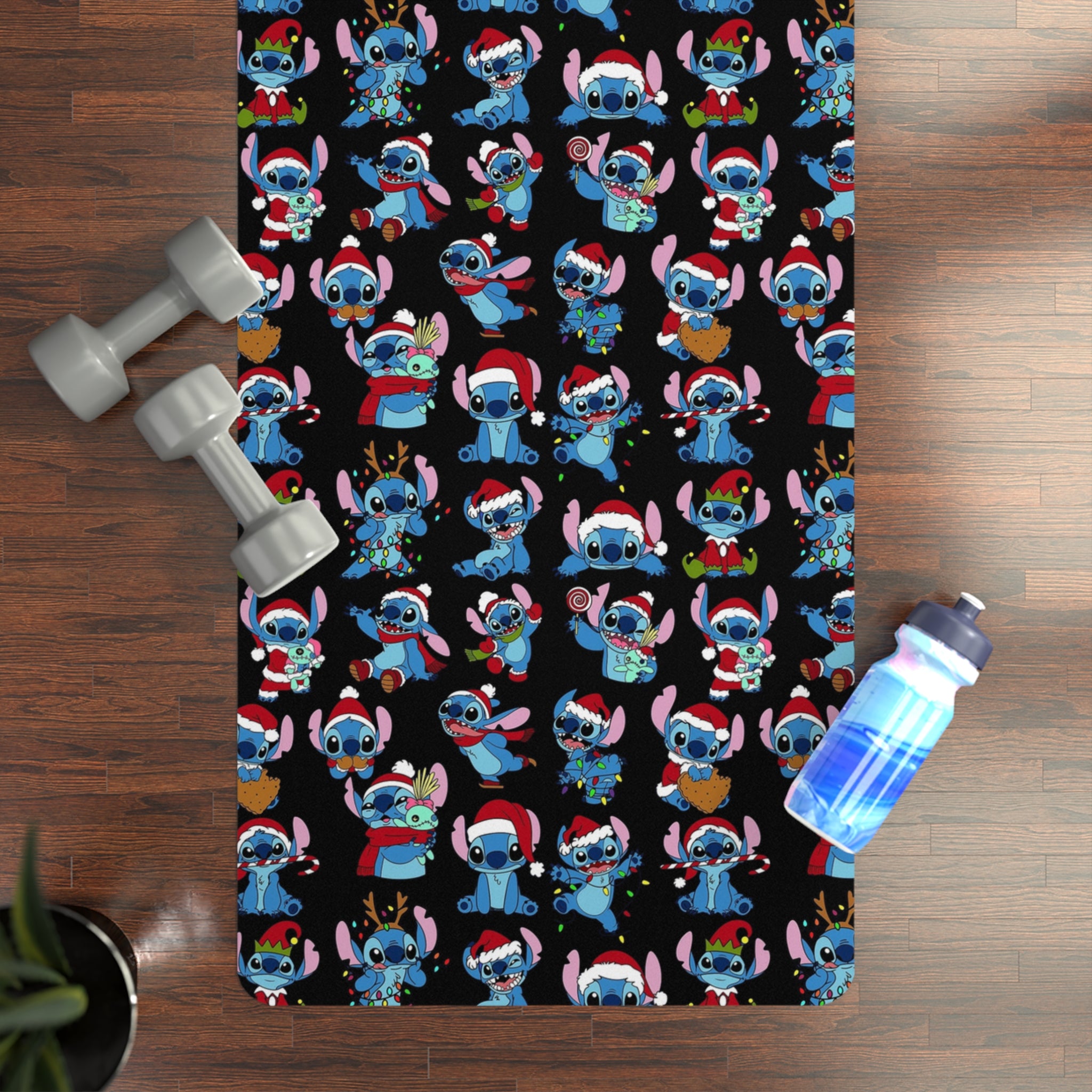 Rubber yoga mat stitch christmas black