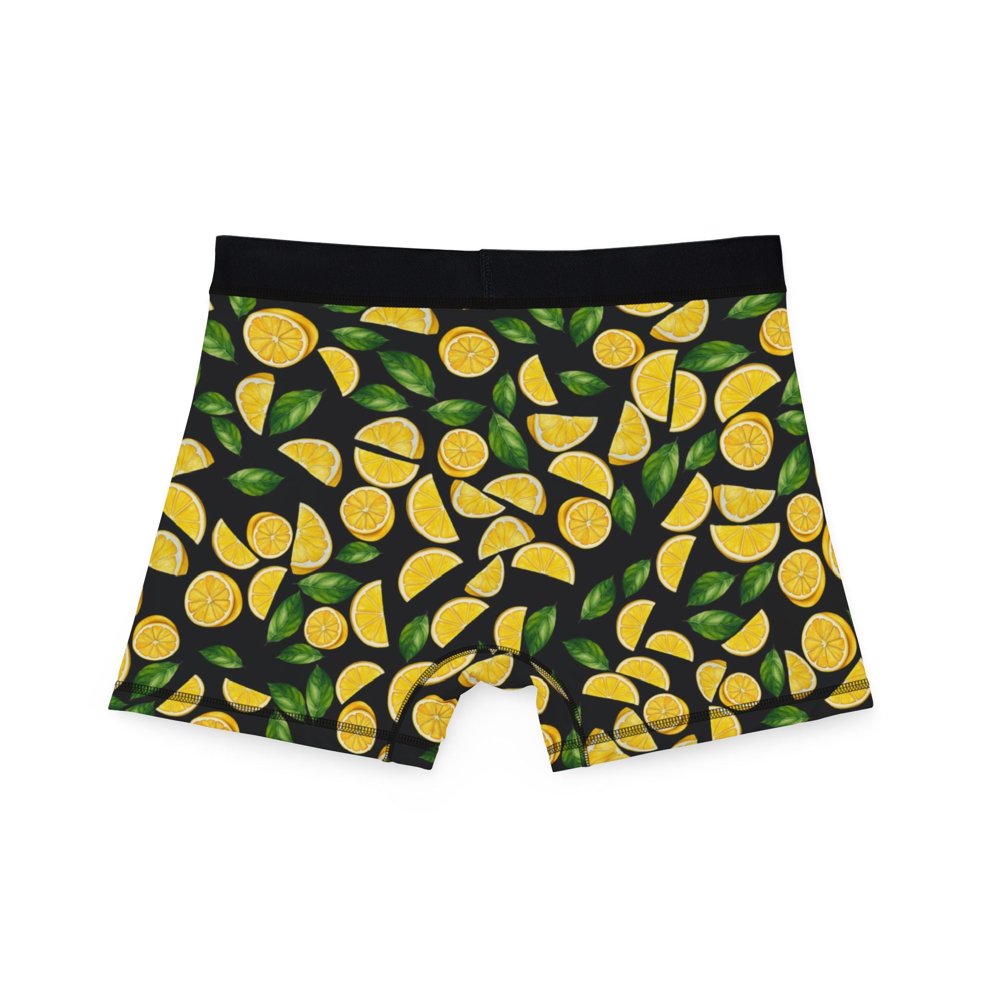 Men's boxers lemon and leaves black