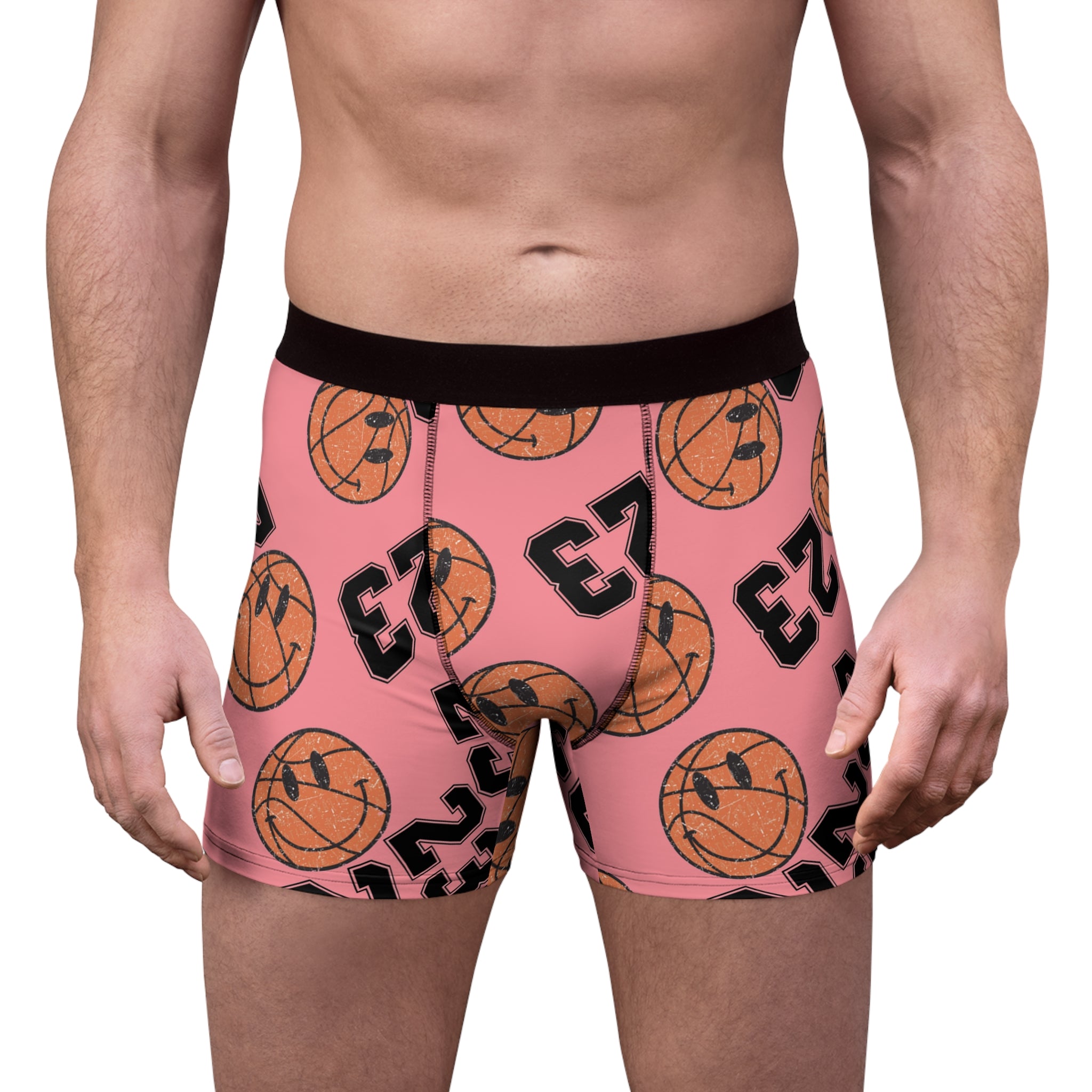 Men's boxer briefs number   basketball pink