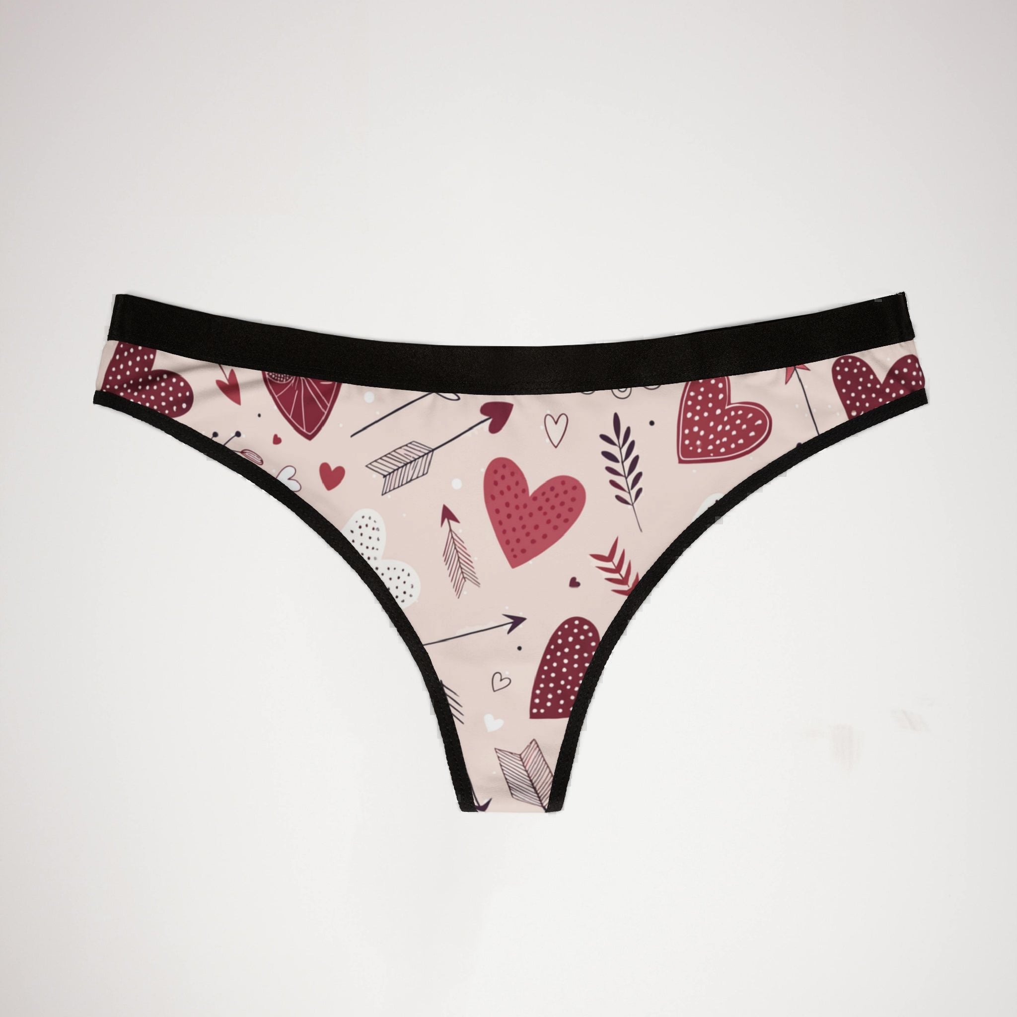 Women's thongs valentine heart retro three