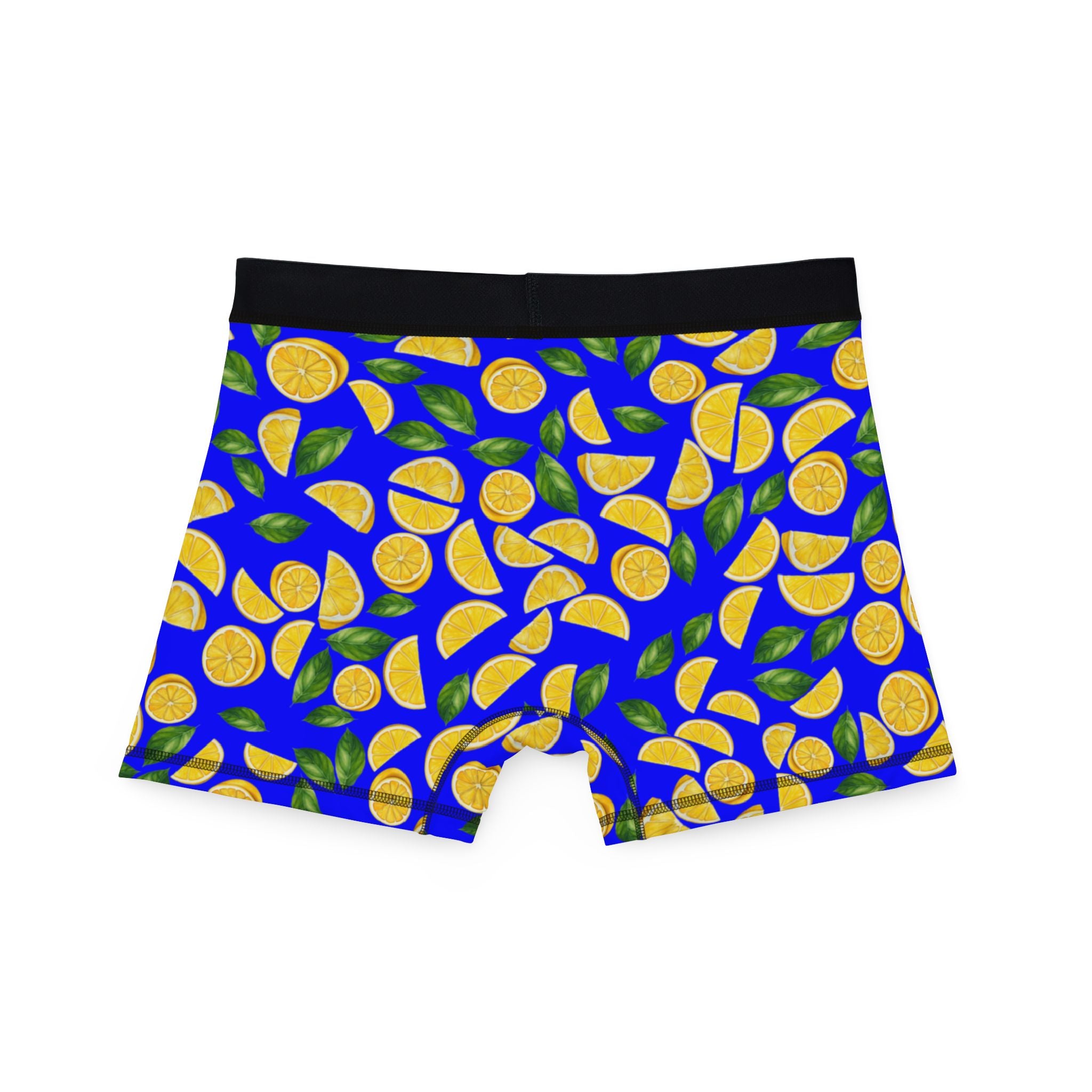 Men's boxers lemon and leaves blue