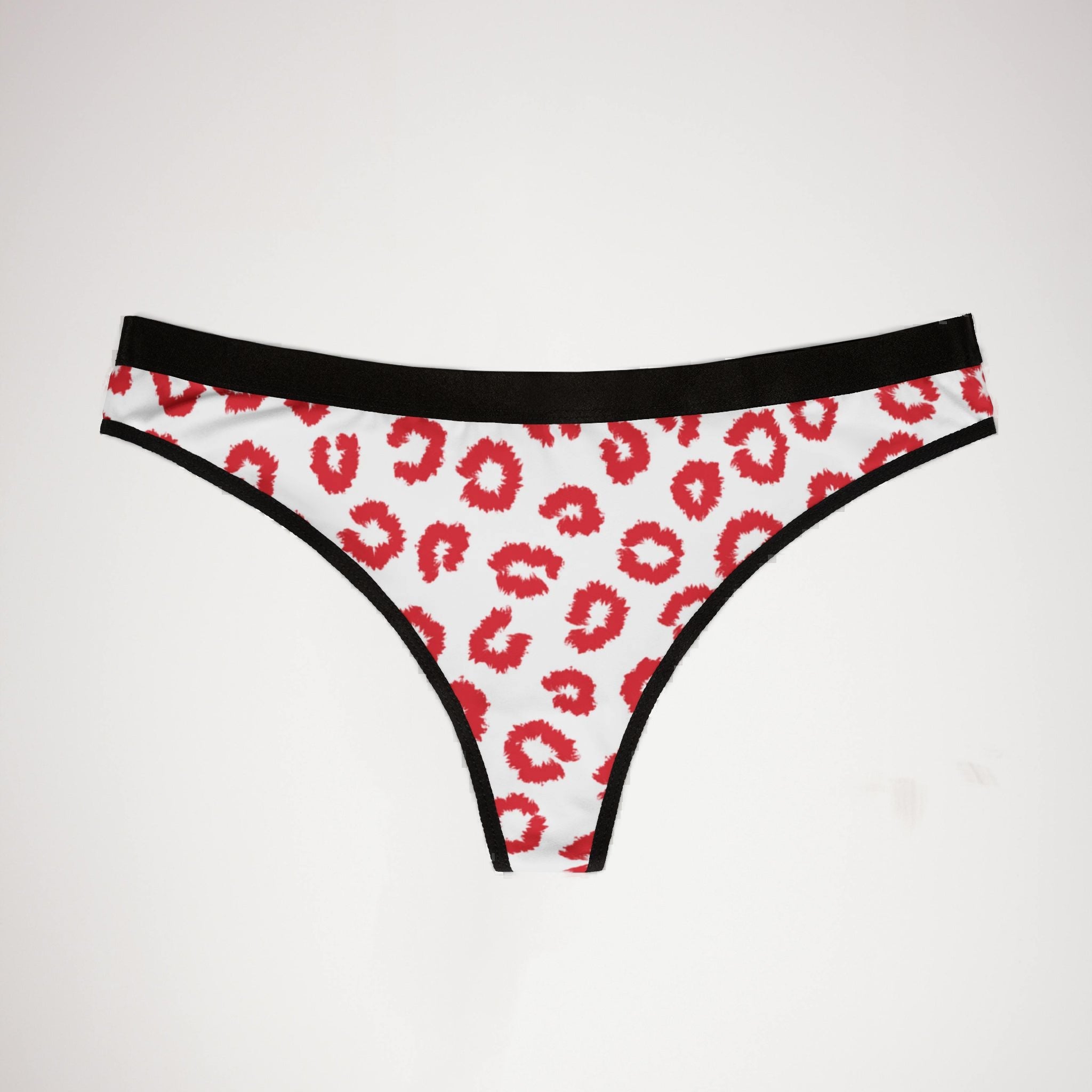 Women's thongs red leopard