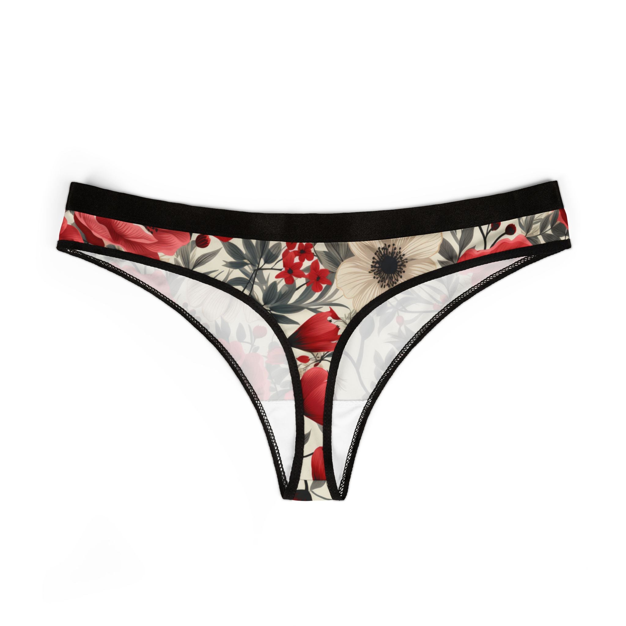 Women's thongs cute red flowers