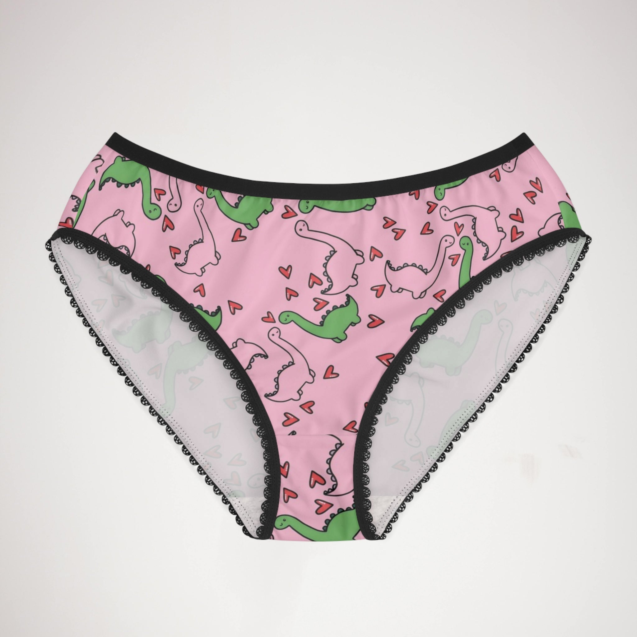 Women's briefs dinosaur valentine heart pink